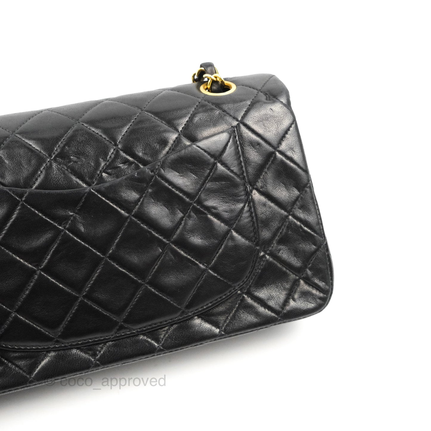 Chanel Vintage Small Classic Flap Black Lambskin 24K Gold Hardware