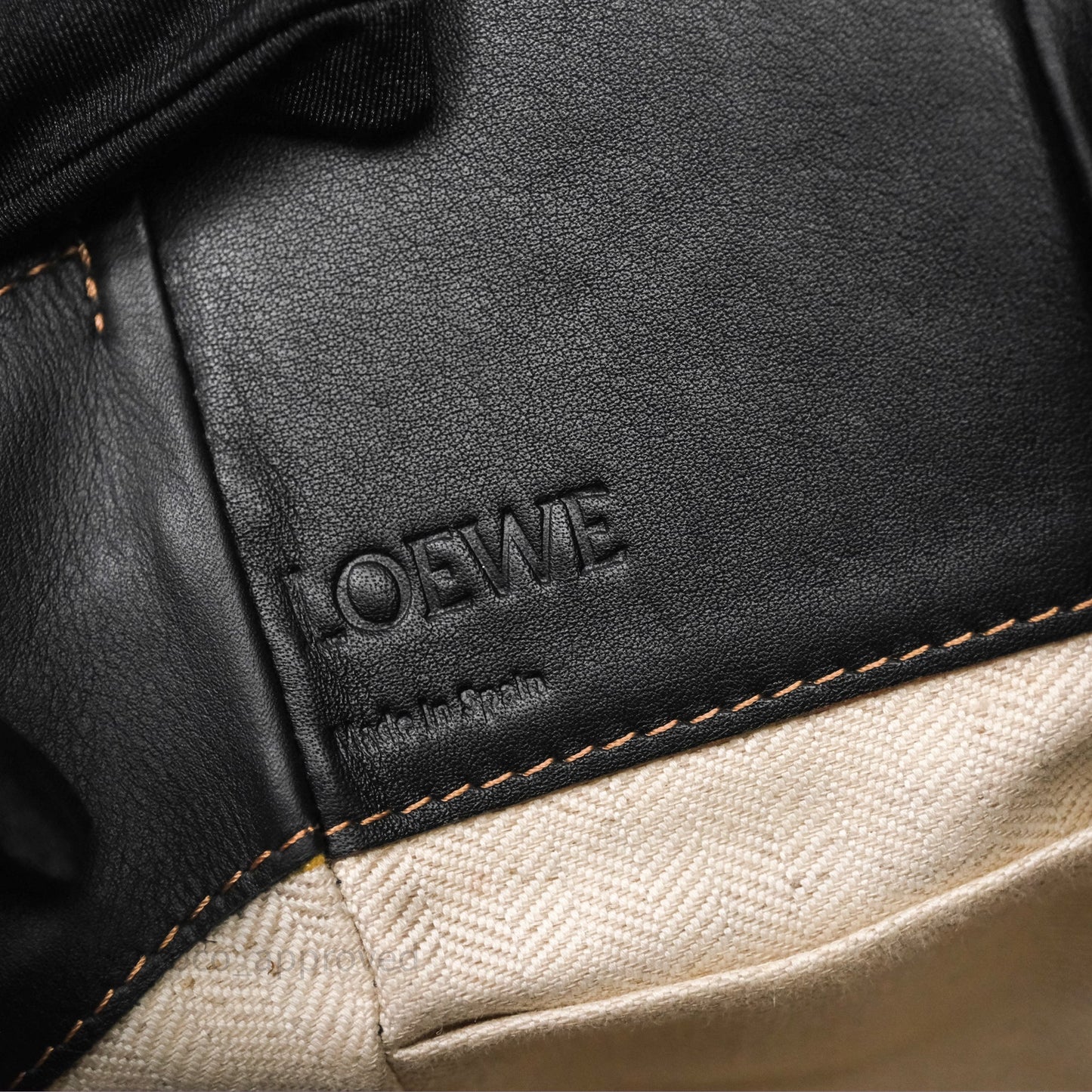 Loewe Mini Hammock Drawstring Beige/ Black Calfskin