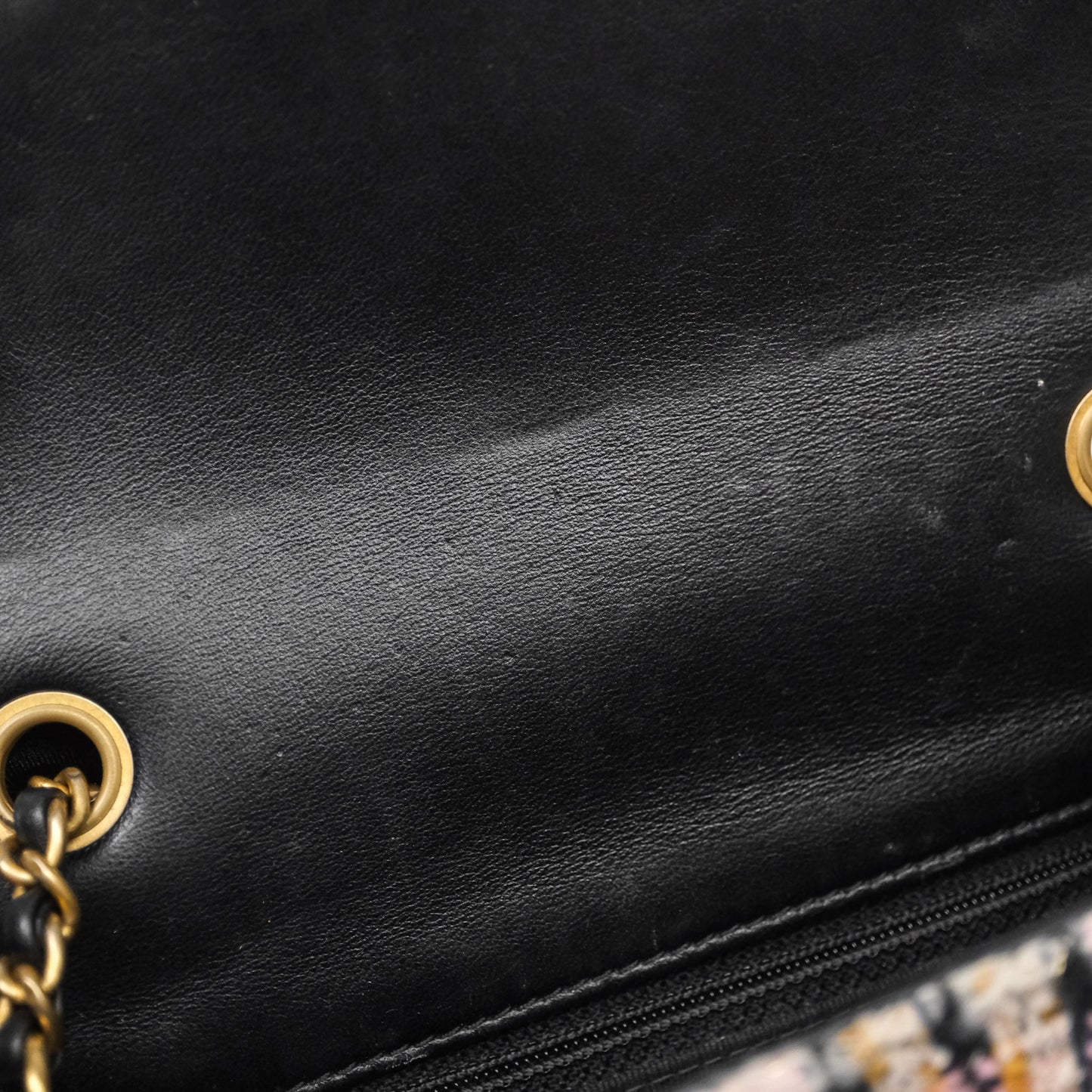 Chanel Pearl Crush Mini Square Pink/ White/ Black Tweed Aged Gold Hardware
