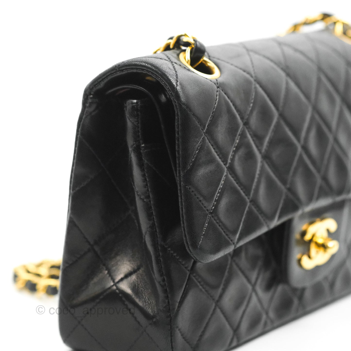 Chanel Vintage Small Classic Flap Black Lambskin 24K Gold Hardware