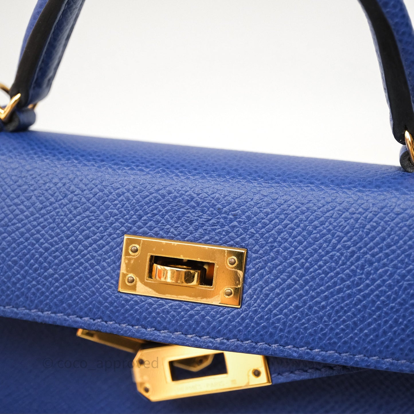 Hermes Mini Kelly Electric Blue Espom Gold Hardware