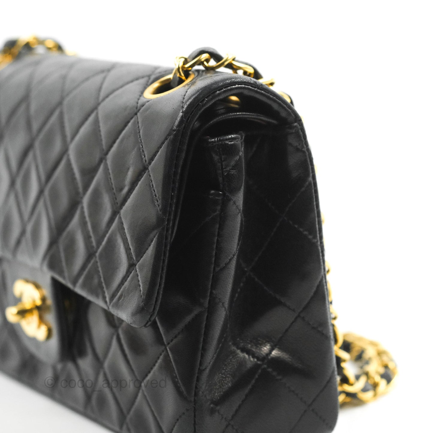 Chanel Vintage Small Classic Flap Black Lambskin 24K Gold Hardware