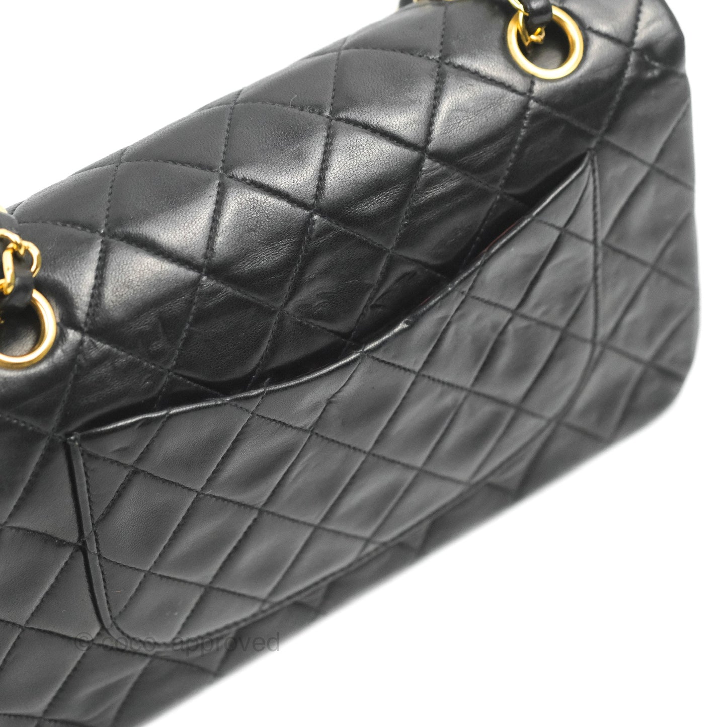 Chanel Vintage Small Classic Flap Black Lambskin 24K Gold Hardware
