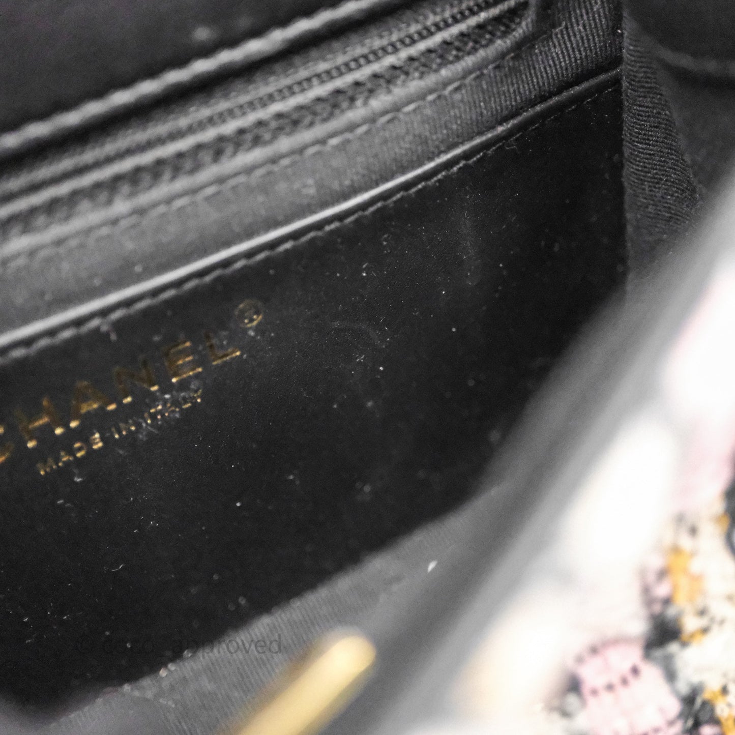Chanel Pearl Crush Mini Square Pink/ White/ Black Tweed Aged Gold Hardware