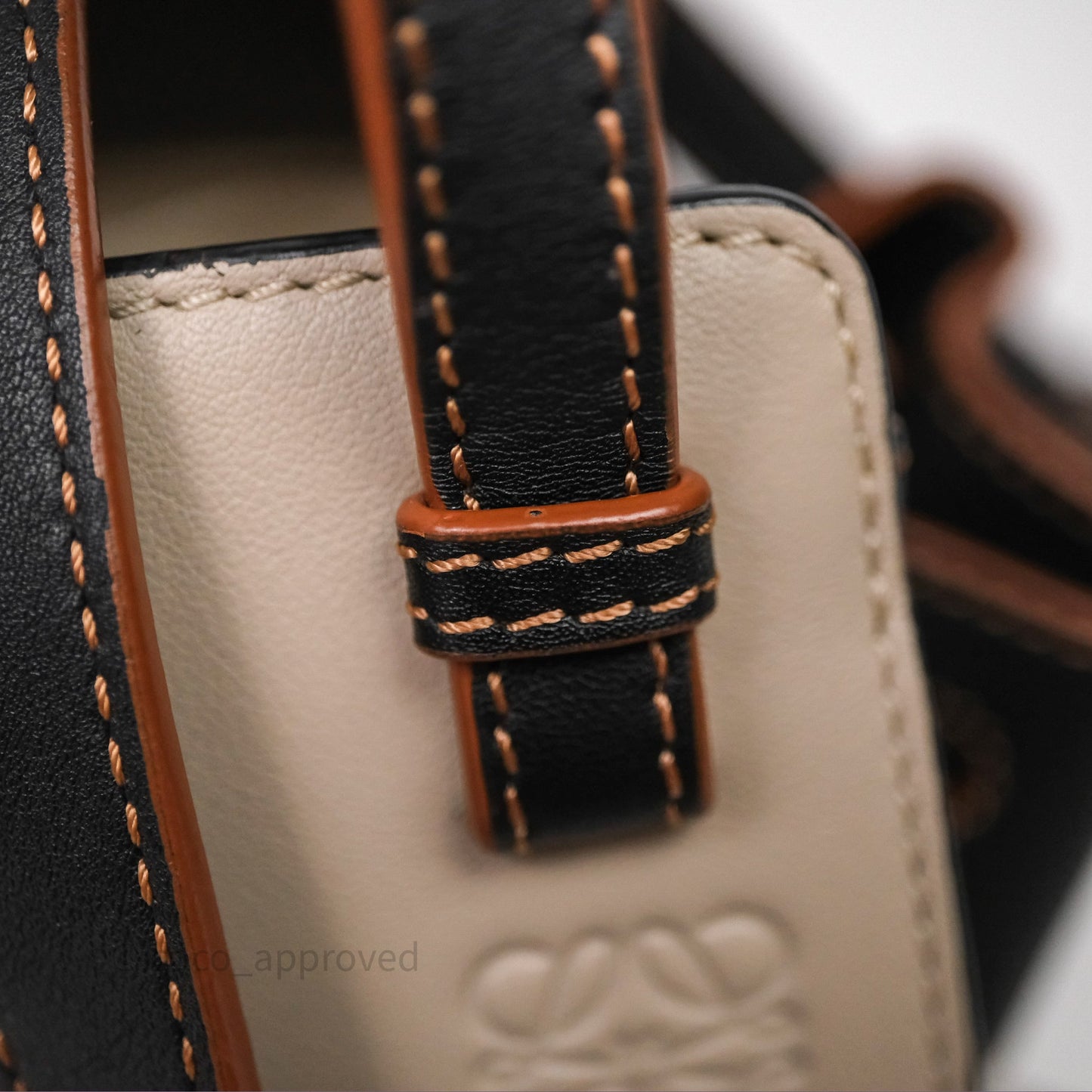 Loewe Mini Hammock Drawstring Beige/ Black Calfskin