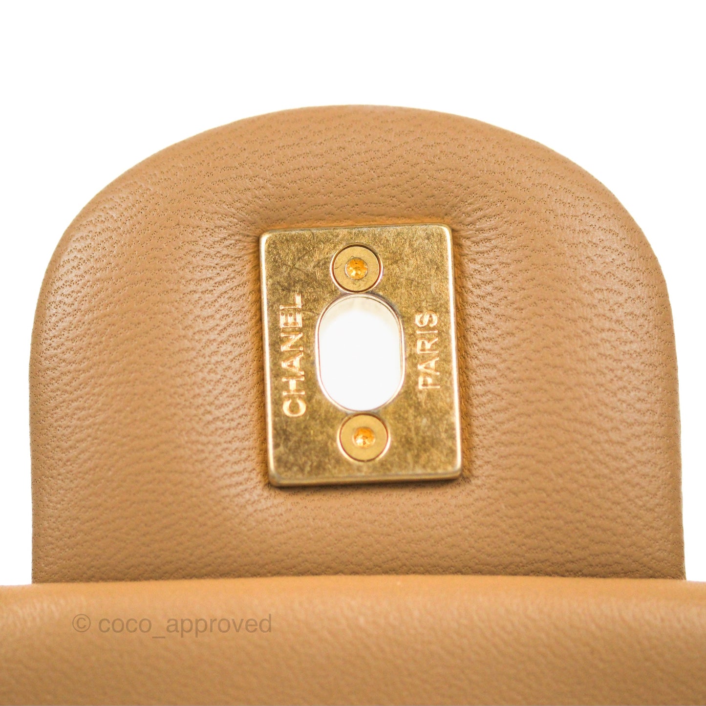 Chanel Mini Flap Bag With Heart CC Charm Dark Beige Lambskin Aged Gold Hardware