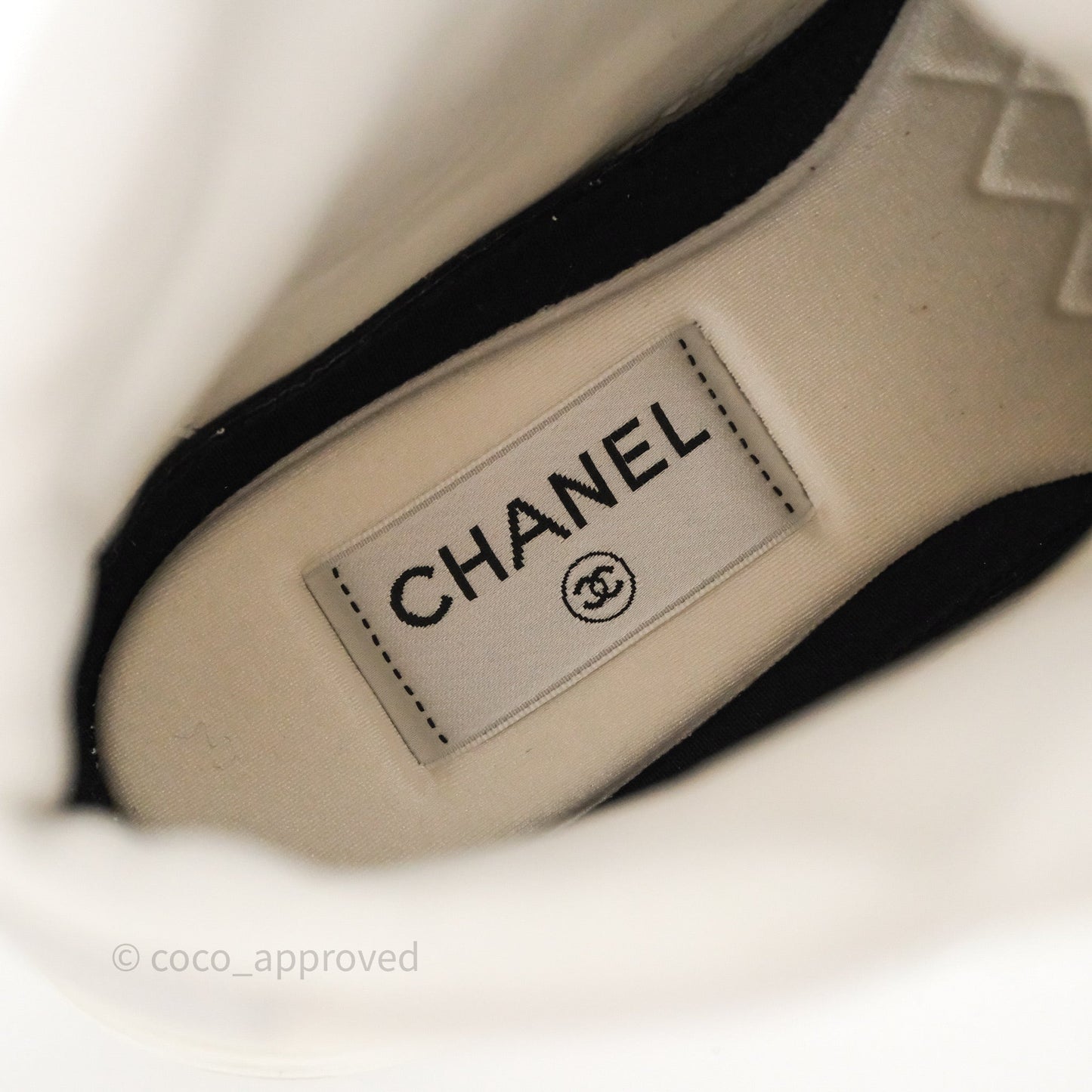 Chanel CC Light Beige White Canvas Sneaker Size 38.5