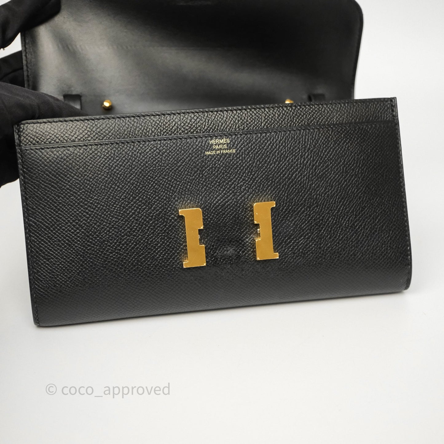 Hermès Constance Long To Go Wallet Black Noir 89 Epsom Gold Hardware