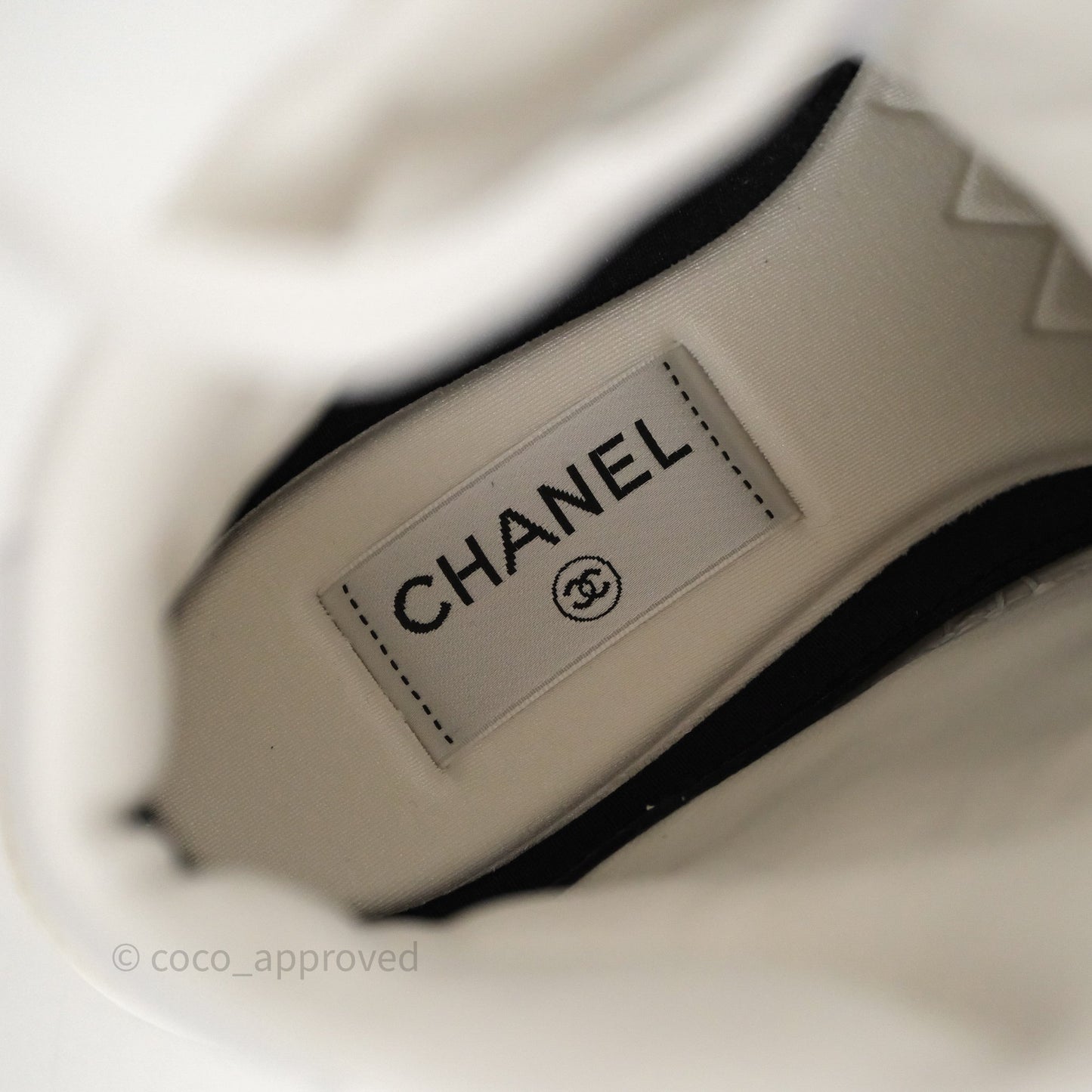 Chanel CC Light Beige White Canvas Sneaker Size 38.5