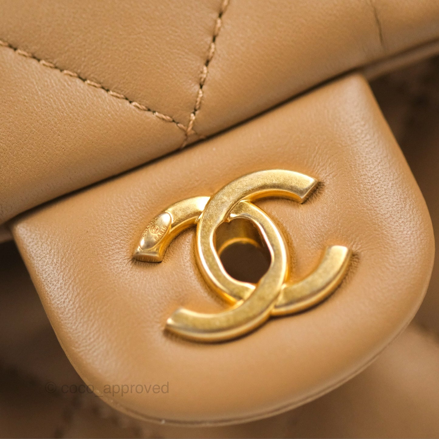 Chanel Mini Flap Bag With Heart CC Charm Dark Beige Lambskin Aged Gold Hardware
