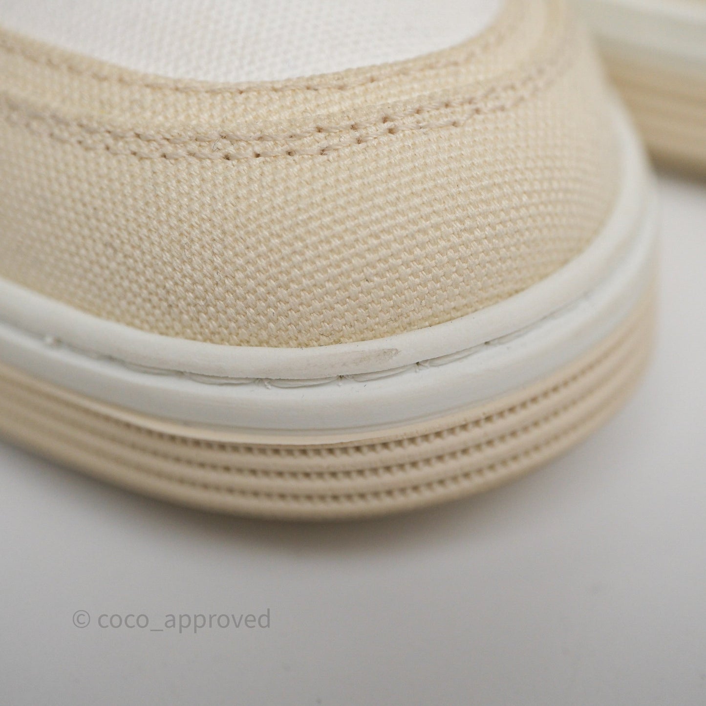 Chanel CC Light Beige White Canvas Sneaker Size 38.5