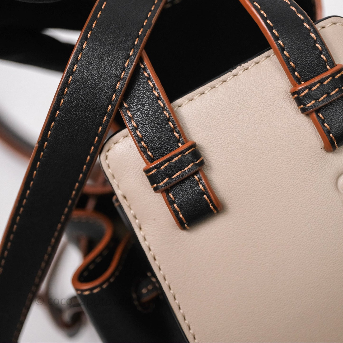 Loewe Mini Hammock Drawstring Beige/ Black Calfskin