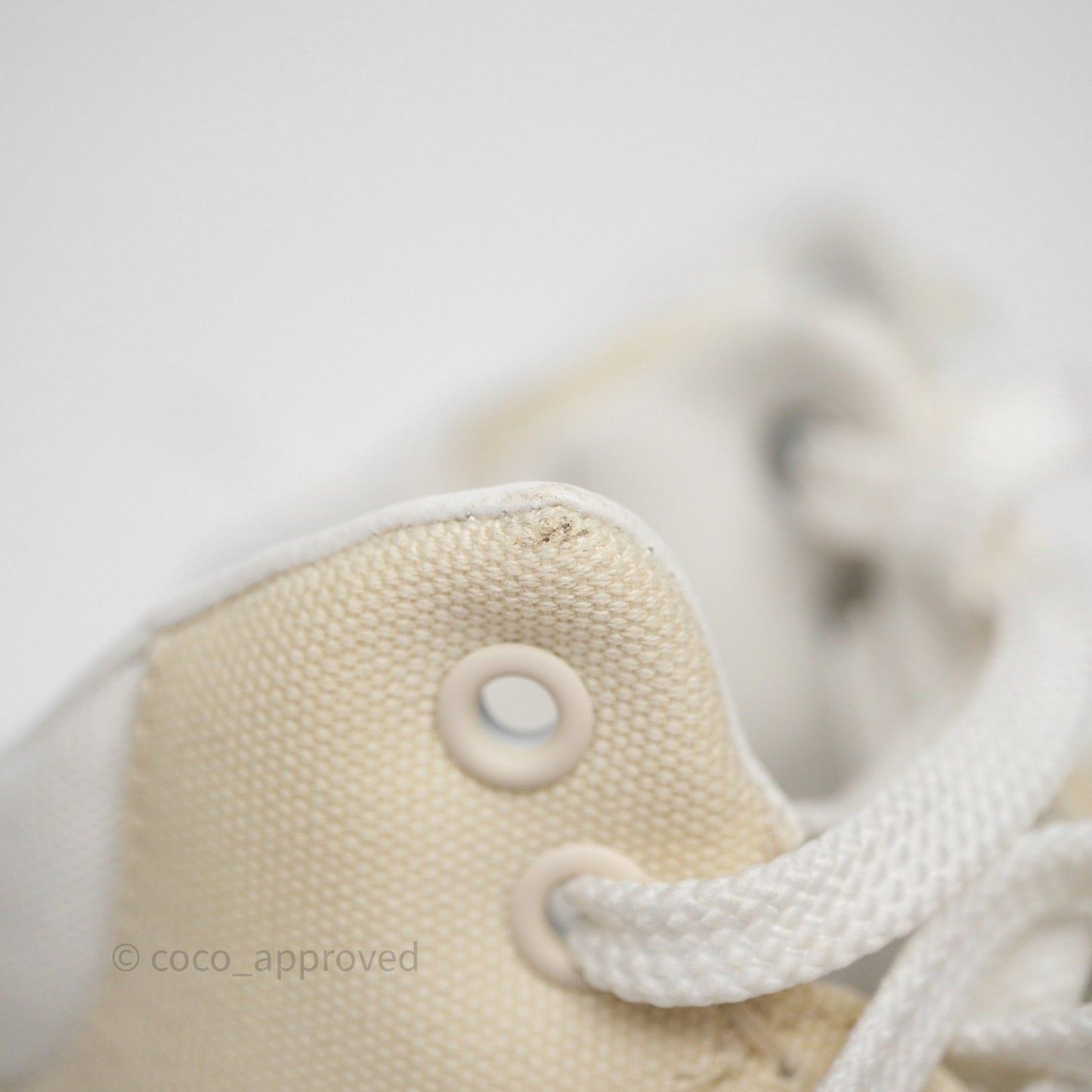 Chanel CC Light Beige White Canvas Sneaker Size 38.5