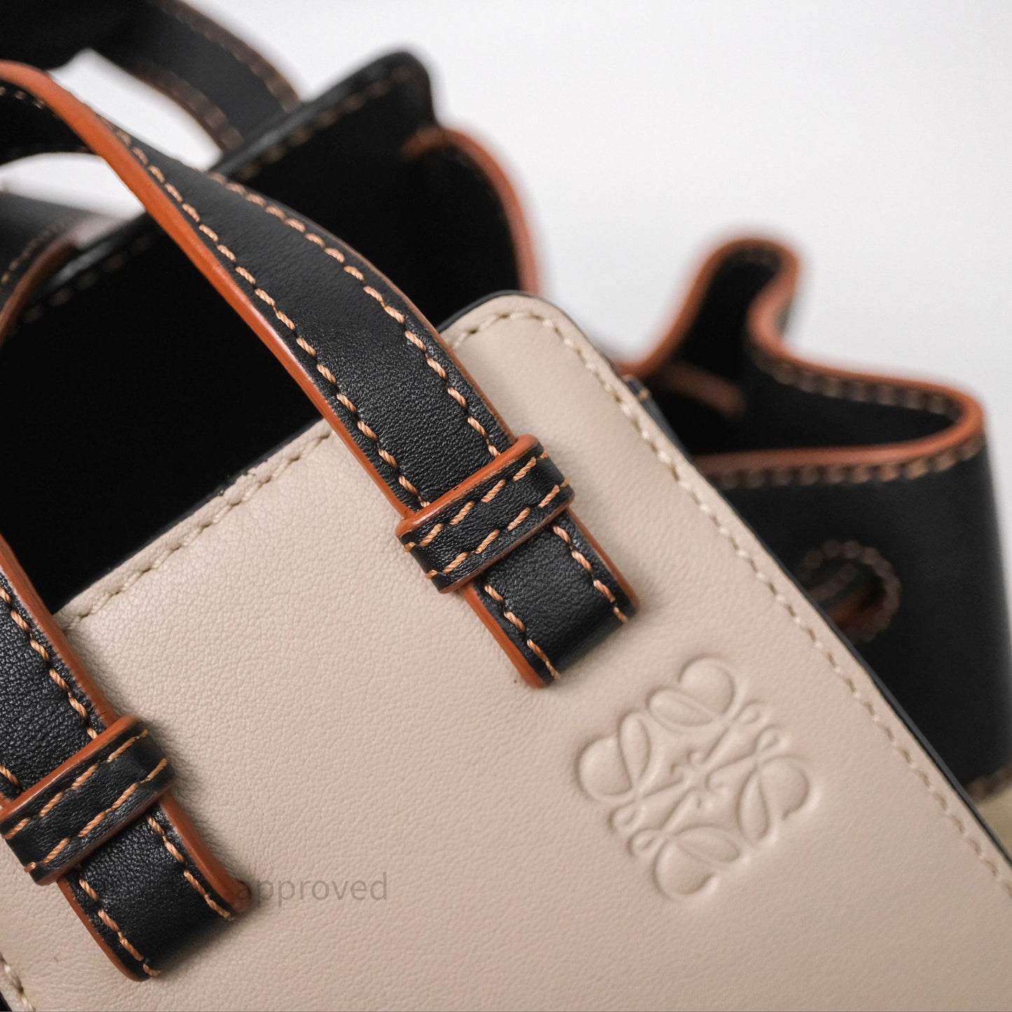 Loewe Mini Hammock Drawstring Beige/ Black Calfskin