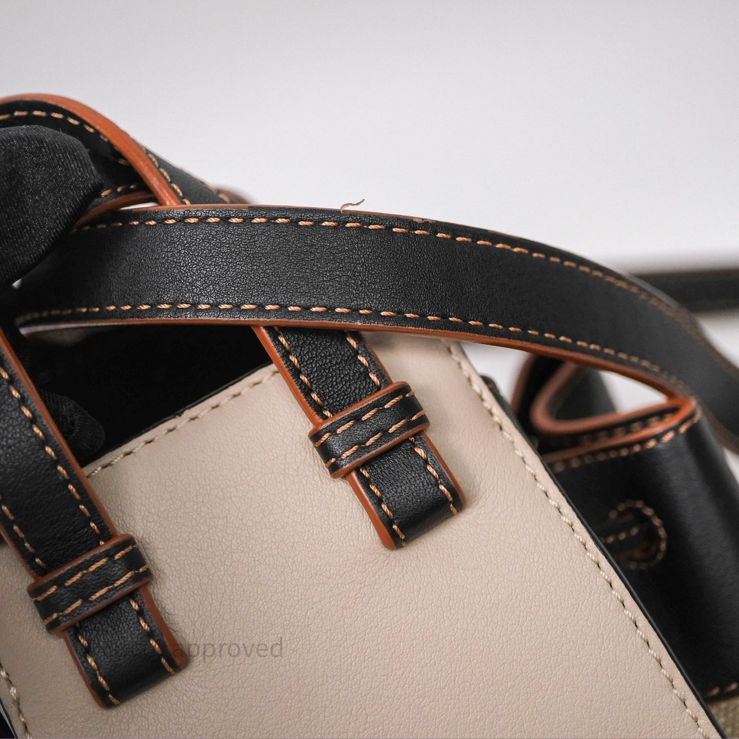Loewe Mini Hammock Drawstring Beige/ Black Calfskin