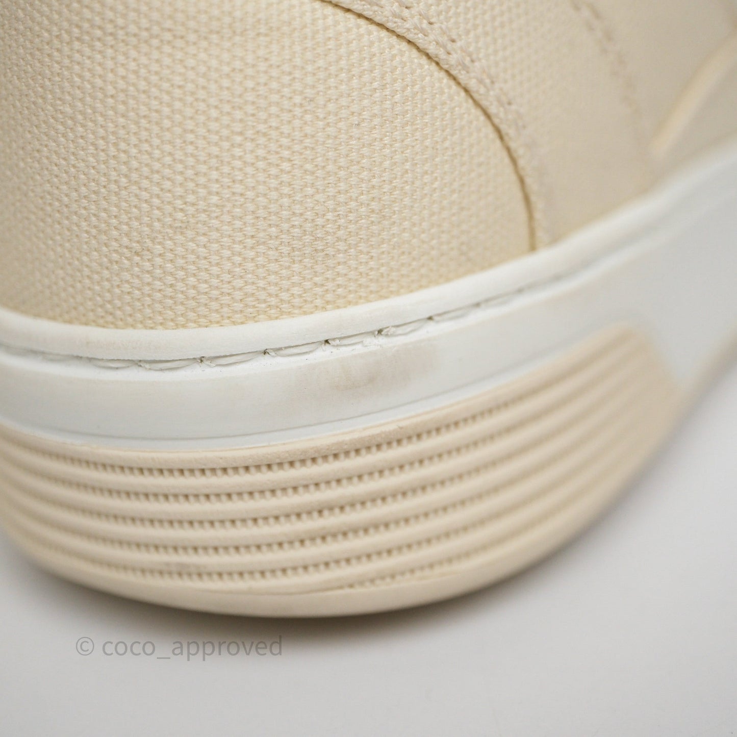 Chanel CC Light Beige White Canvas Sneaker Size 38.5