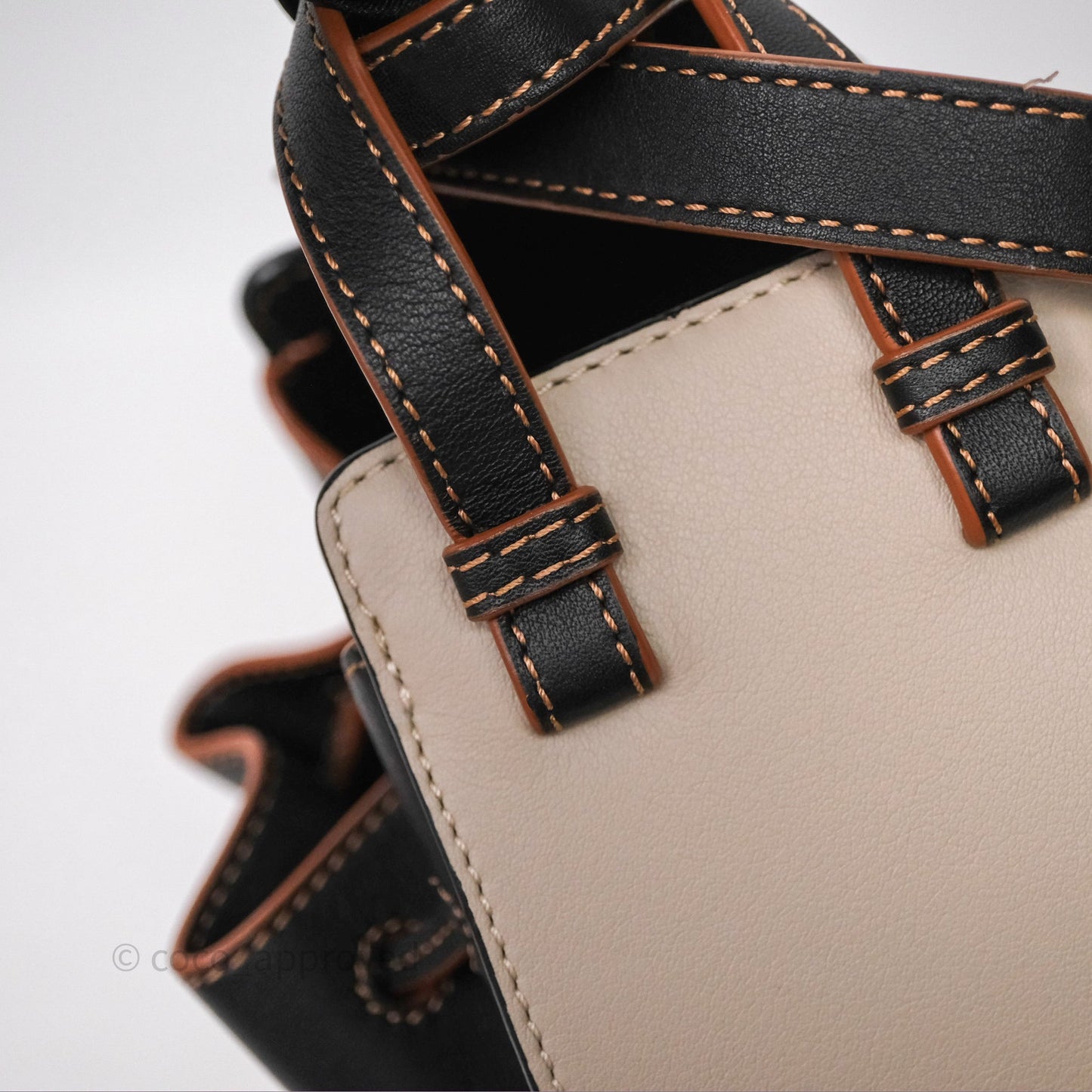 Loewe Mini Hammock Drawstring Beige/ Black Calfskin