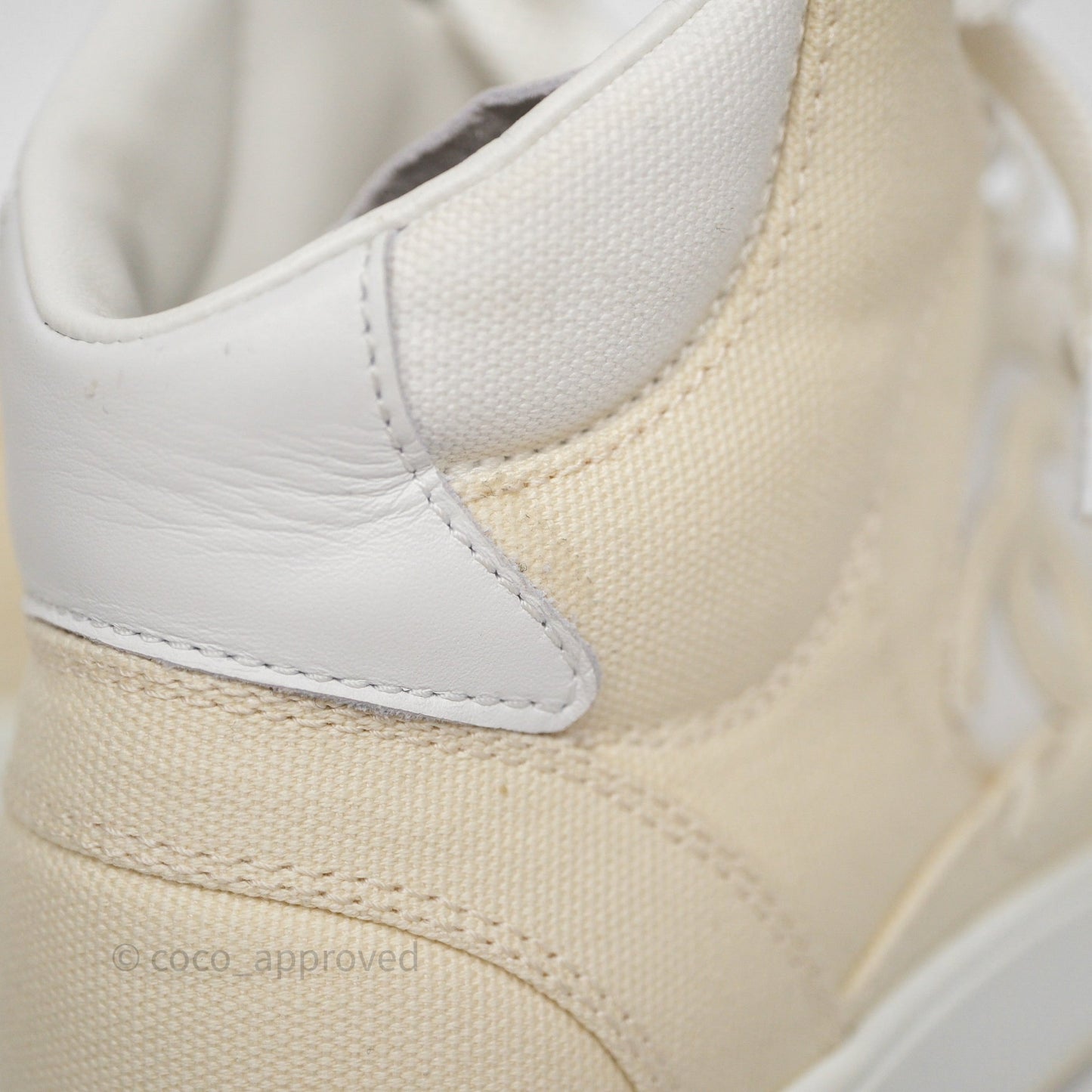 Chanel CC Light Beige White Canvas Sneaker Size 38.5