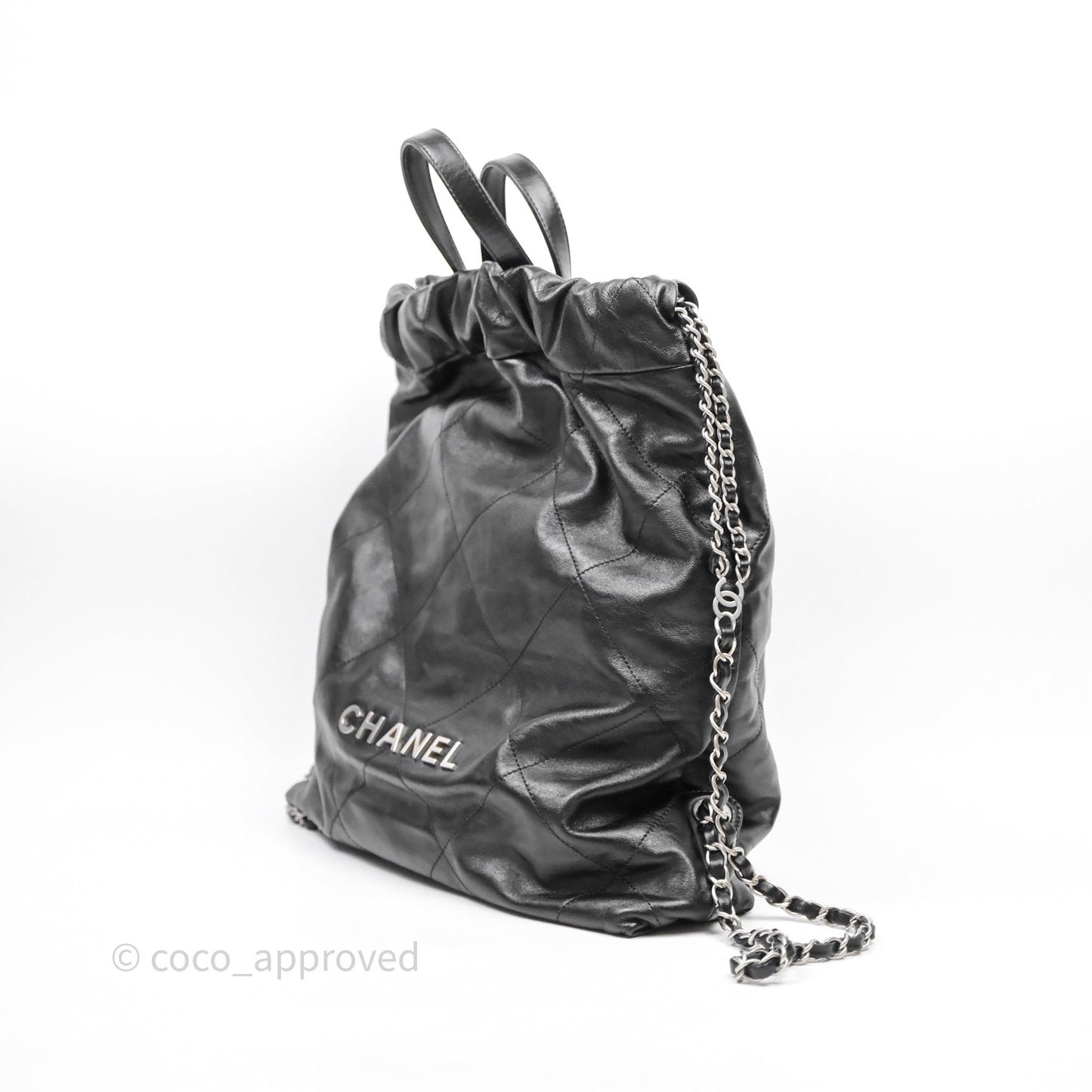 Chanel 22 Medium Calfskin Quilted Backpack Black