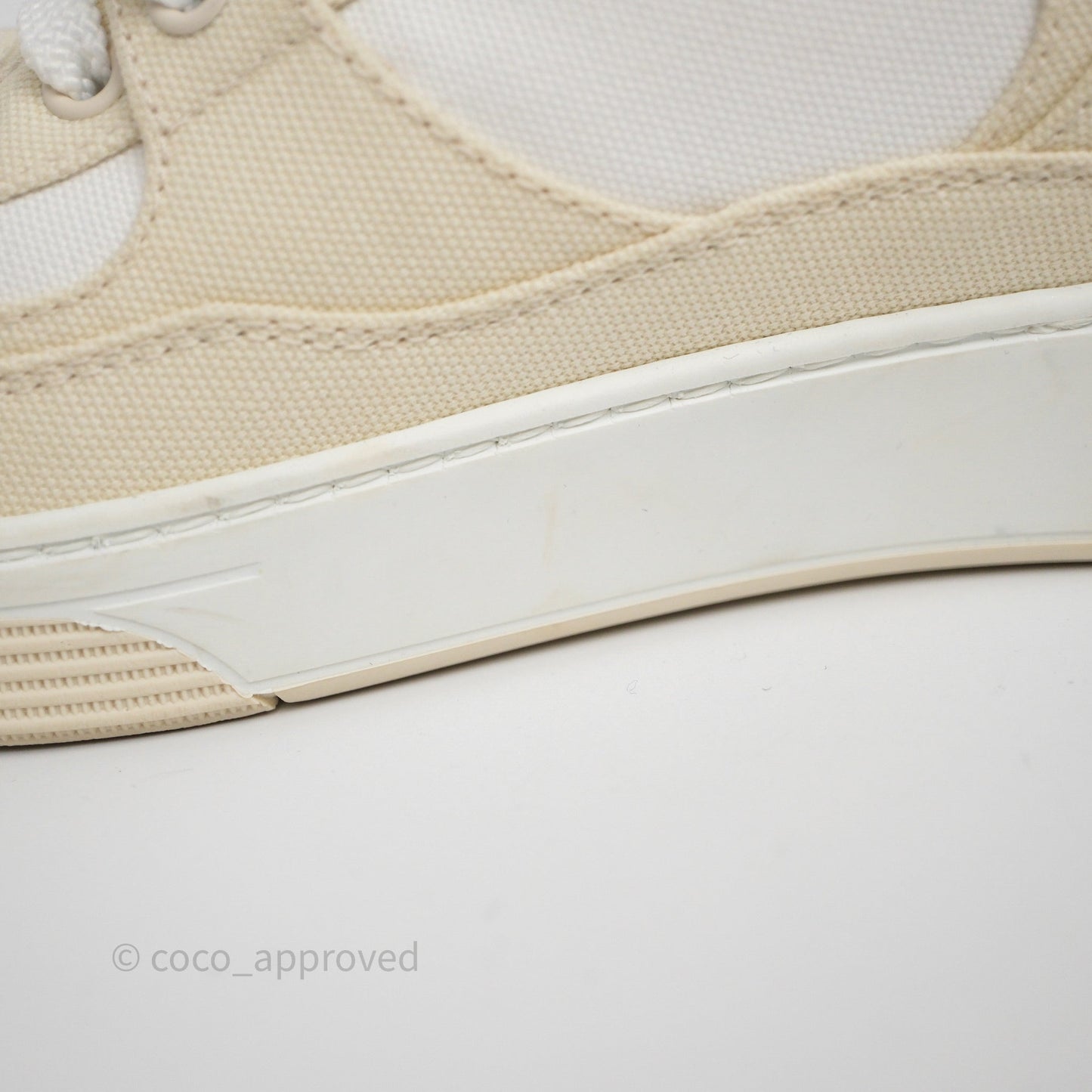 Chanel CC Light Beige White Canvas Sneaker Size 38.5