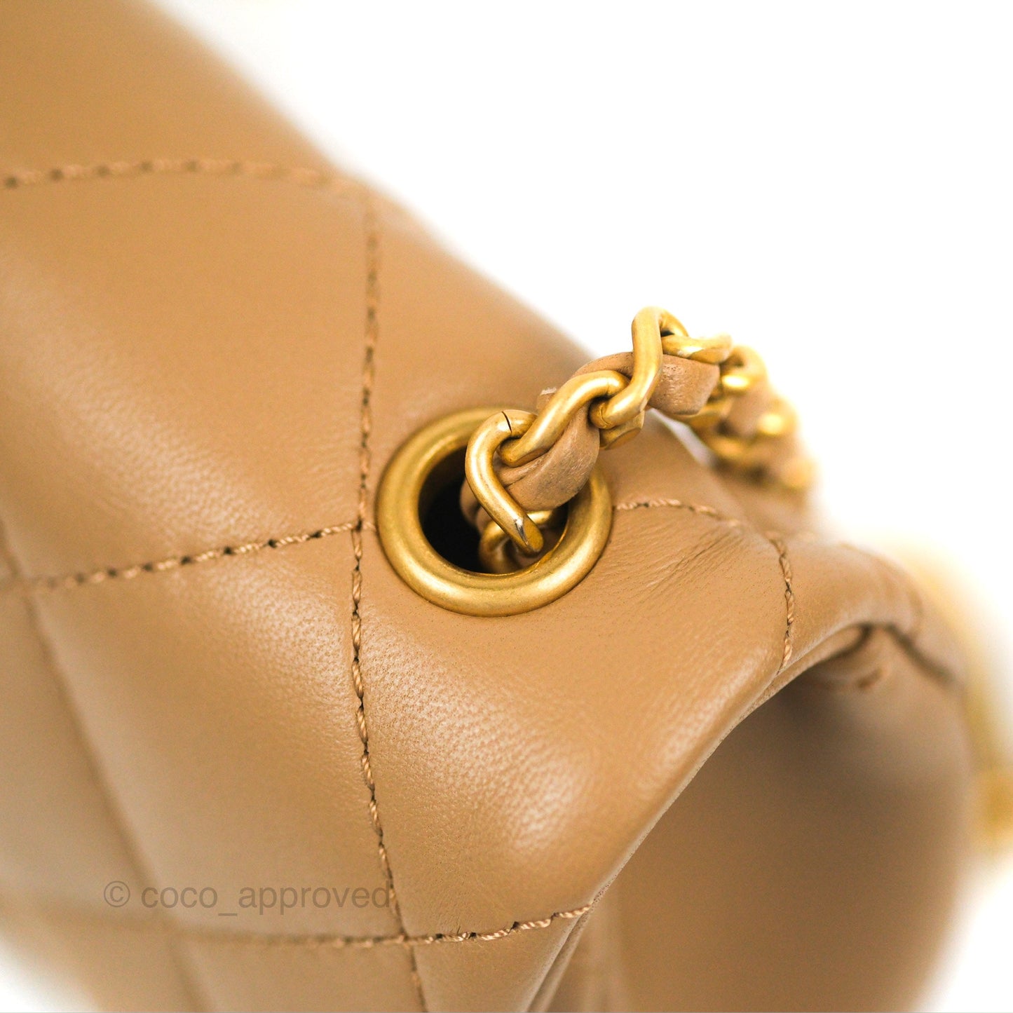 Chanel Mini Flap Bag With Heart CC Charm Dark Beige Lambskin Aged Gold Hardware