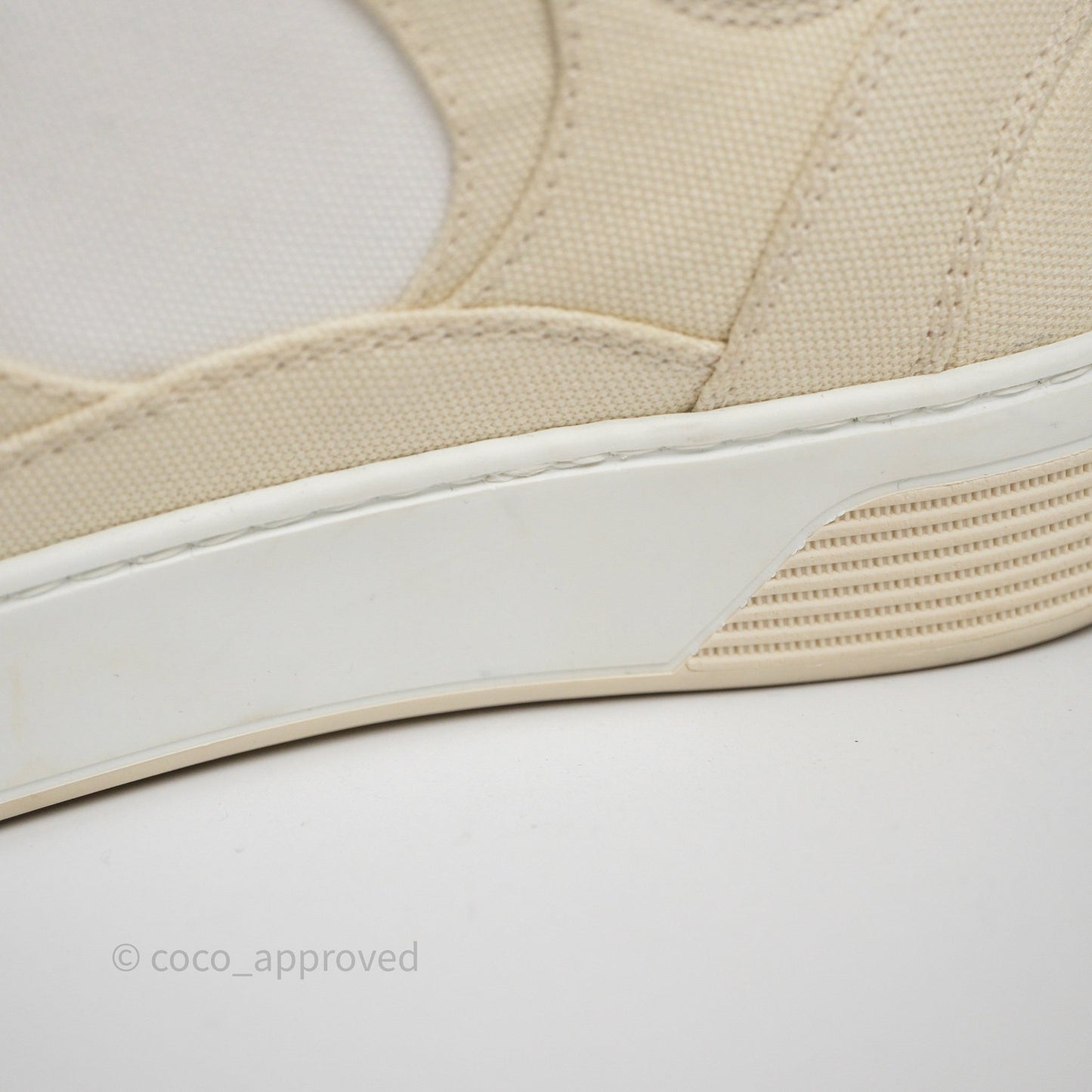 Chanel CC Light Beige White Canvas Sneaker Size 38.5