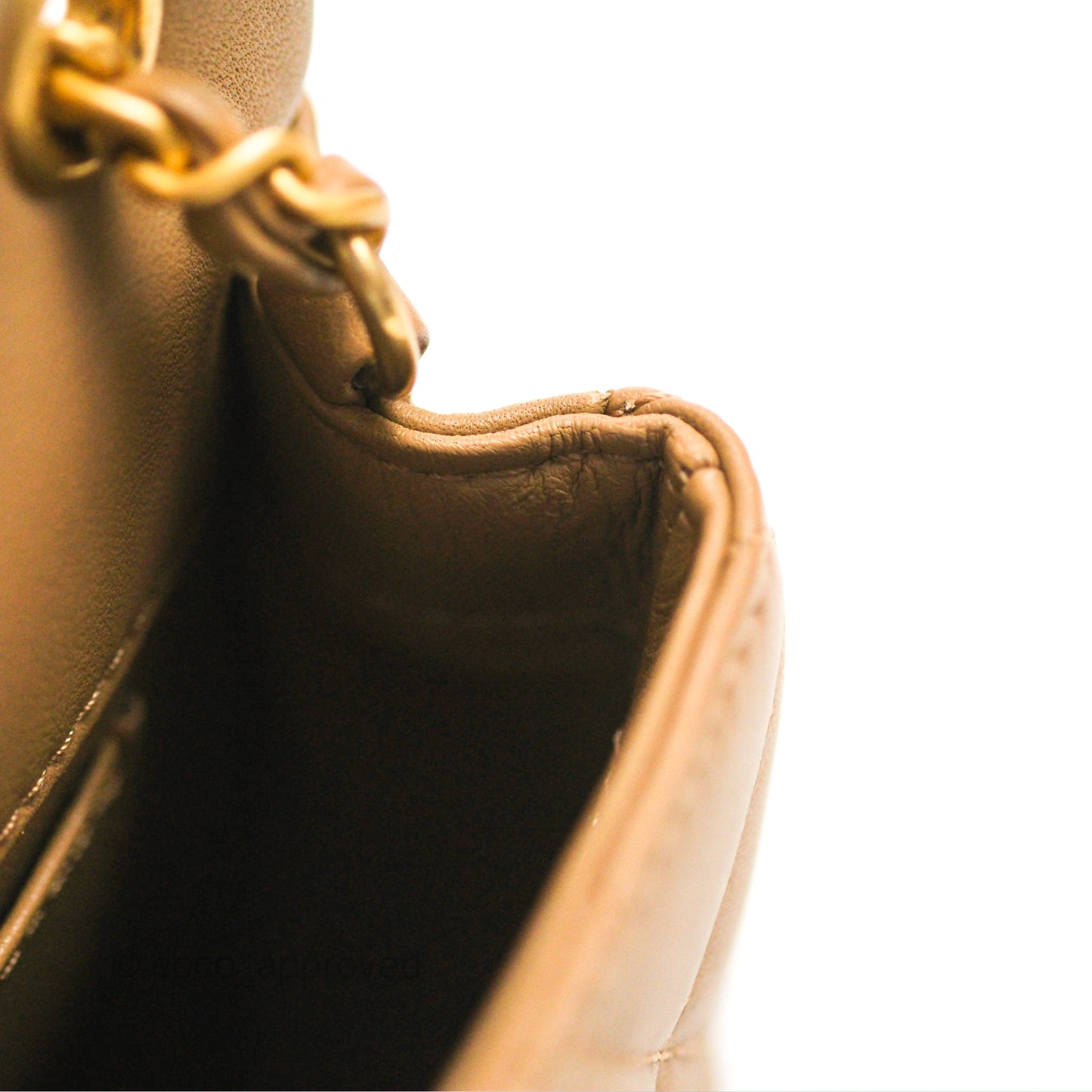 Chanel Mini Flap Bag With Heart CC Charm Dark Beige Lambskin Aged Gold Hardware