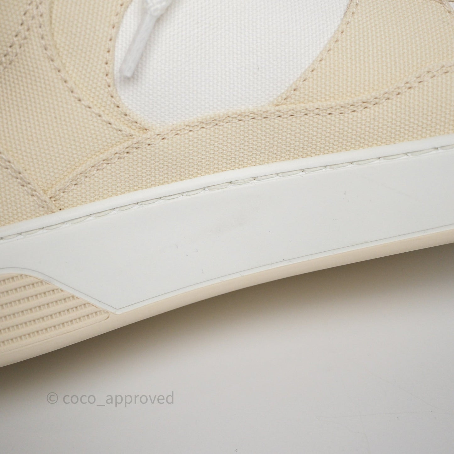 Chanel CC Light Beige White Canvas Sneaker Size 38.5