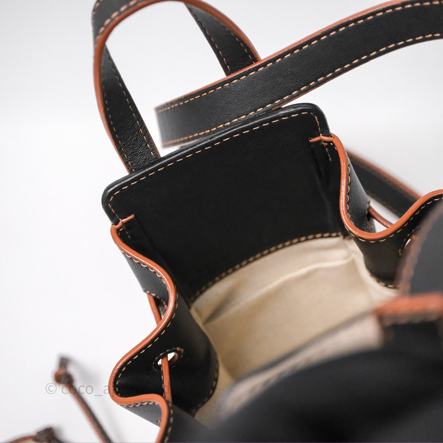 Loewe Mini Hammock Drawstring Beige/ Black Calfskin