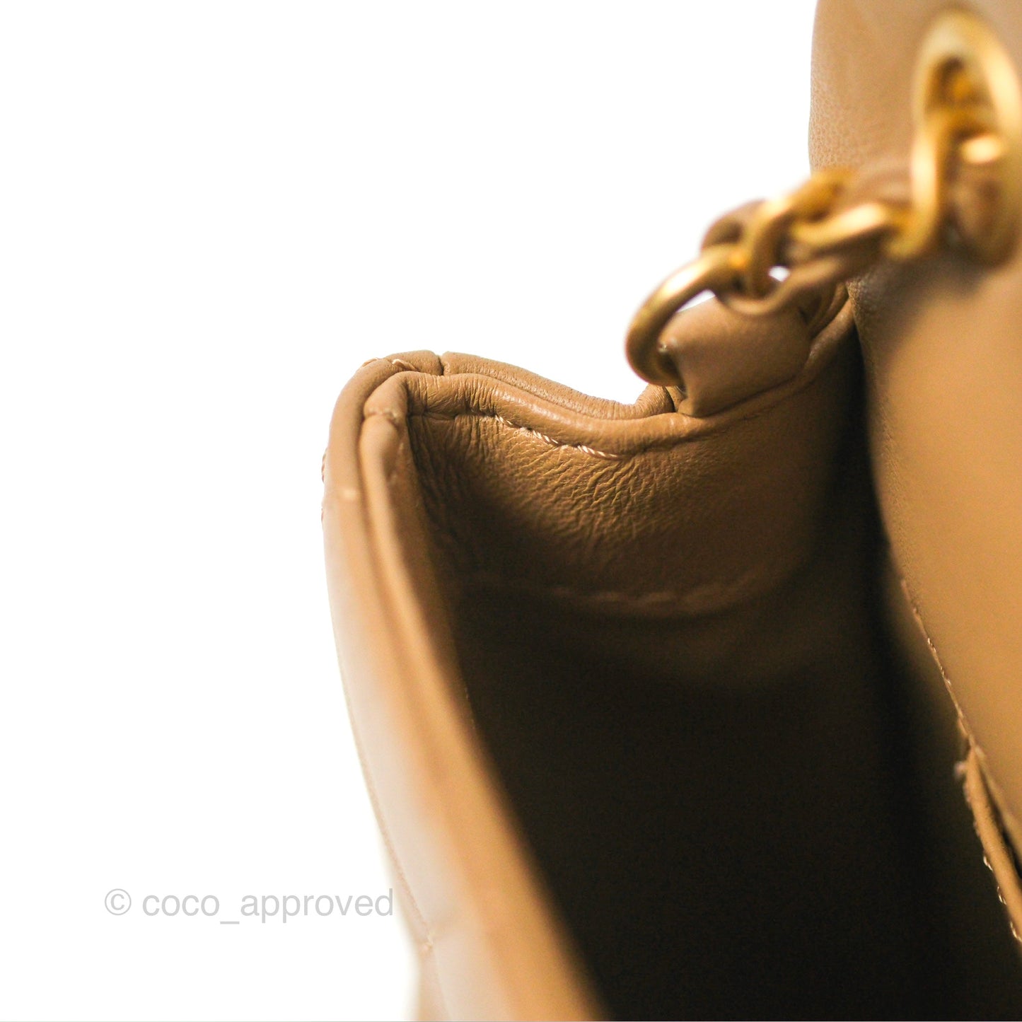 Chanel Mini Flap Bag With Heart CC Charm Dark Beige Lambskin Aged Gold Hardware