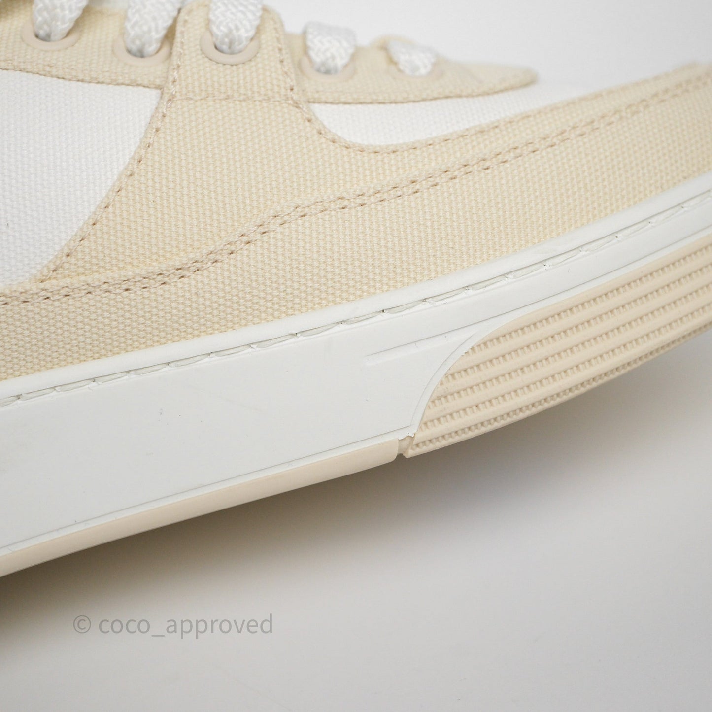 Chanel CC Light Beige White Canvas Sneaker Size 38.5