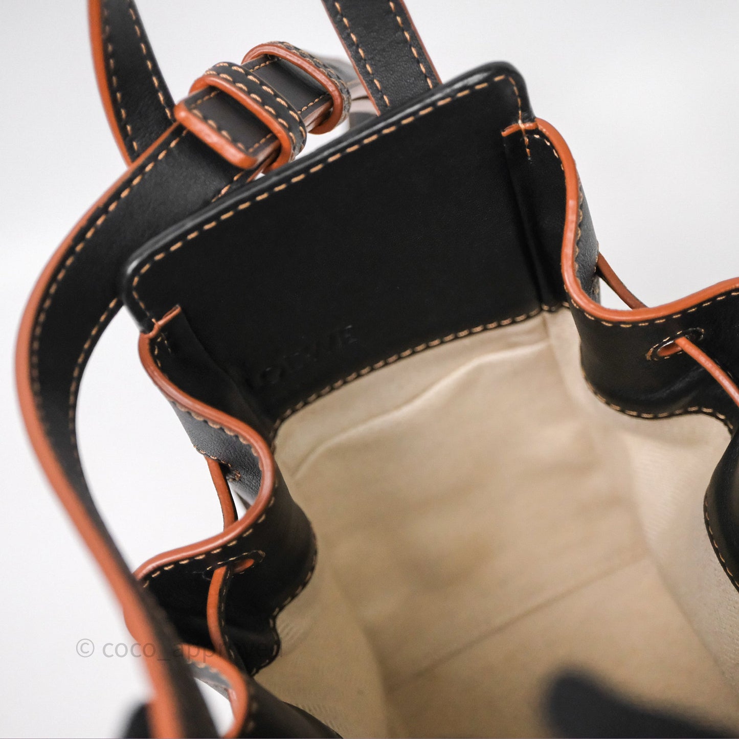 Loewe Mini Hammock Drawstring Beige/ Black Calfskin