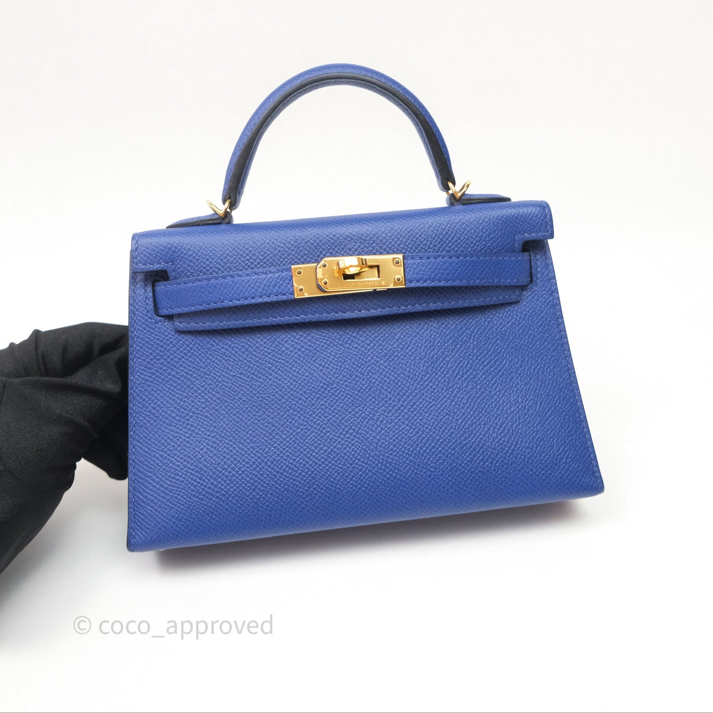 Hermes Mini Kelly Electric Blue Espom Gold Hardware