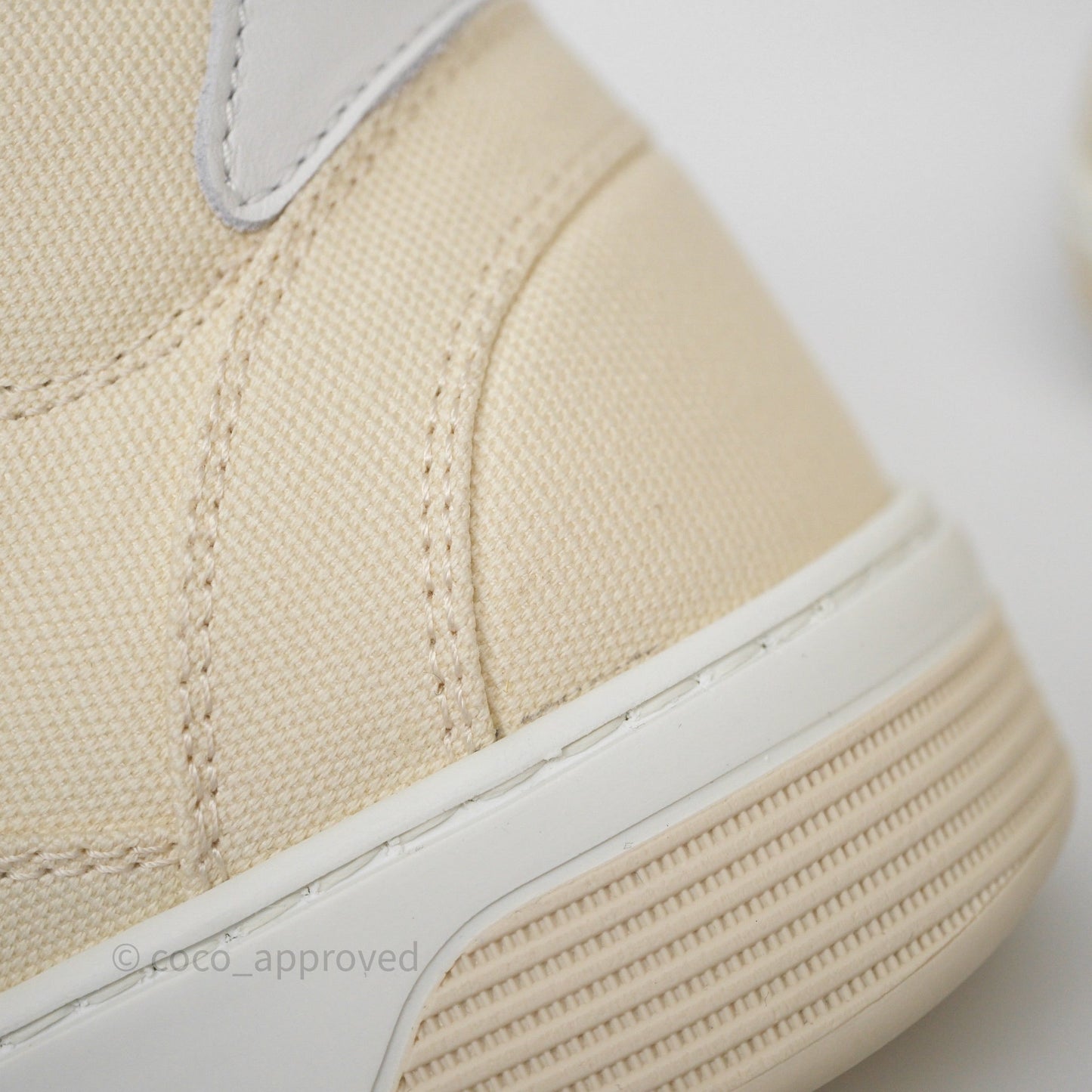 Chanel CC Light Beige White Canvas Sneaker Size 38.5