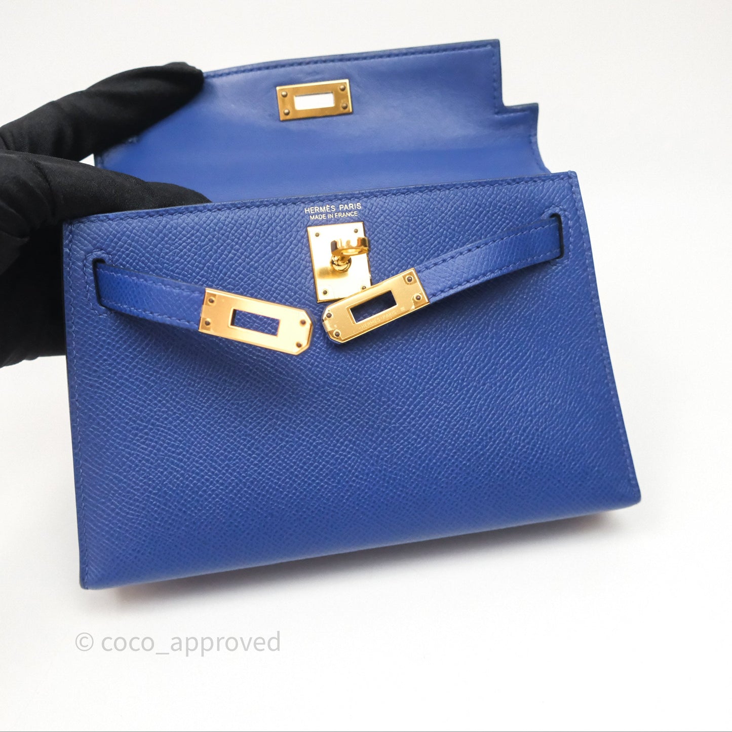 Hermes Mini Kelly Electric Blue Espom Gold Hardware