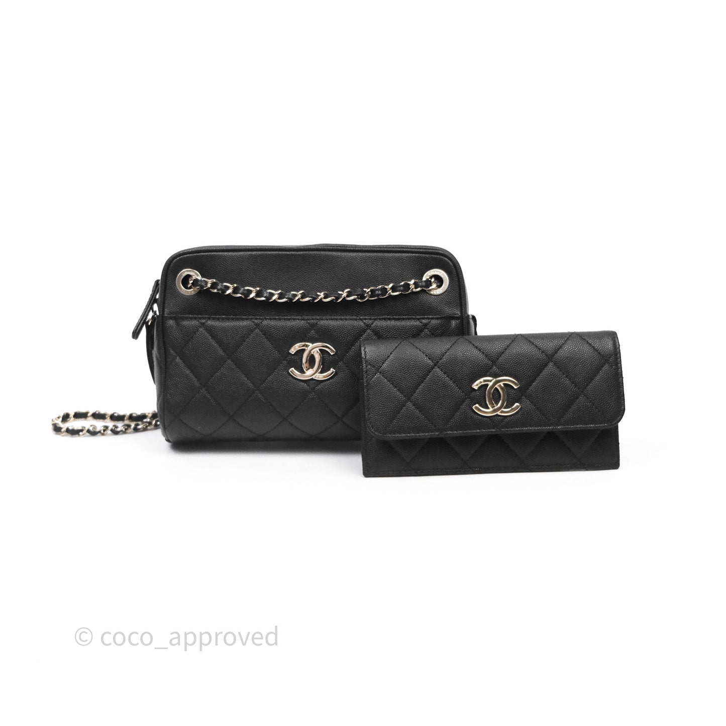 Chanel Camera Bag With Detachable Pouch Black Caviar Gold Hardware