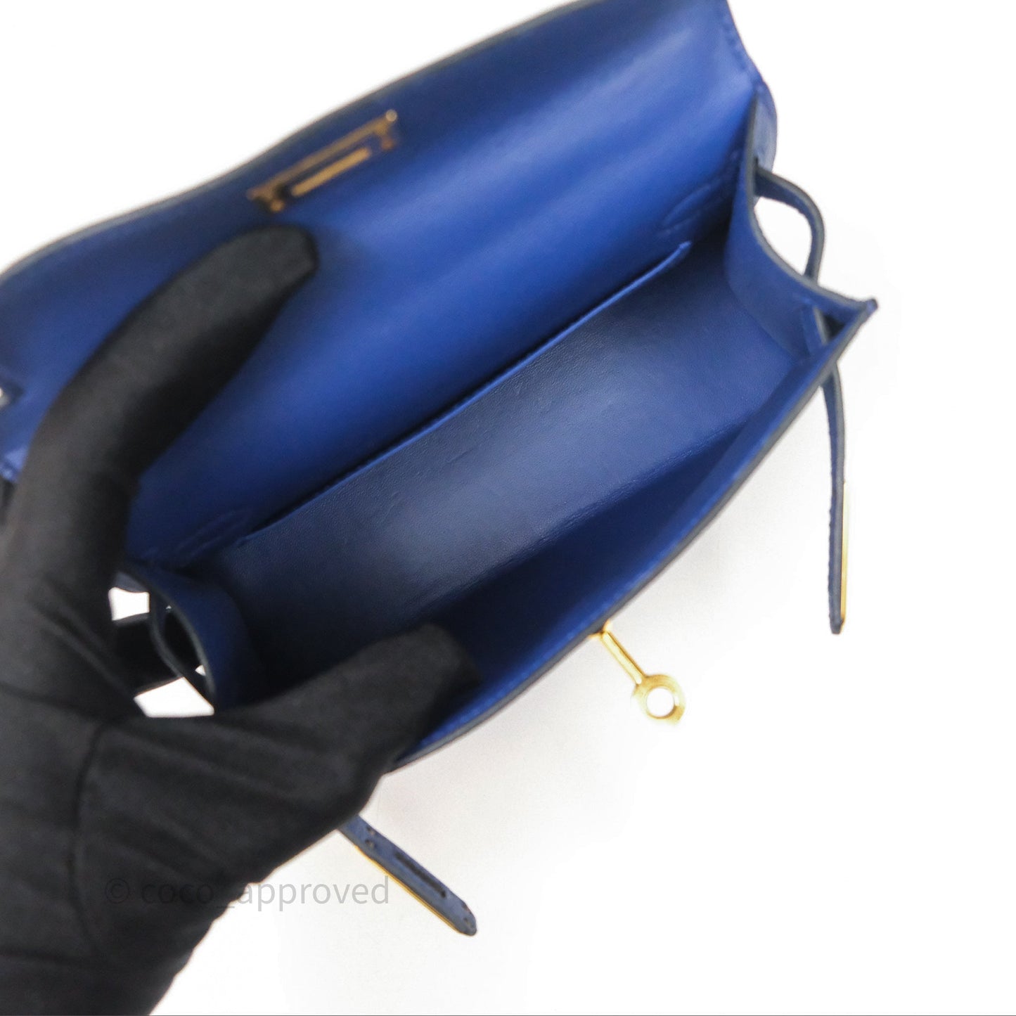 Hermes Mini Kelly Electric Blue Espom Gold Hardware