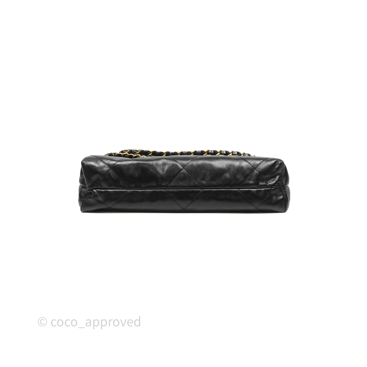 Chanel 22 Small Black Shiny Crumpled Calfskin Aged Gold Hardware
