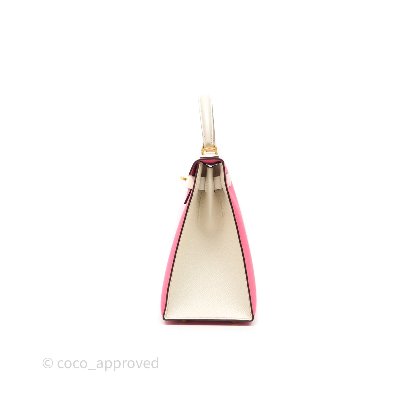 Hermes Kelly 28 Rose Lipstick U5/Craie 10 Epsom Gold Hardware