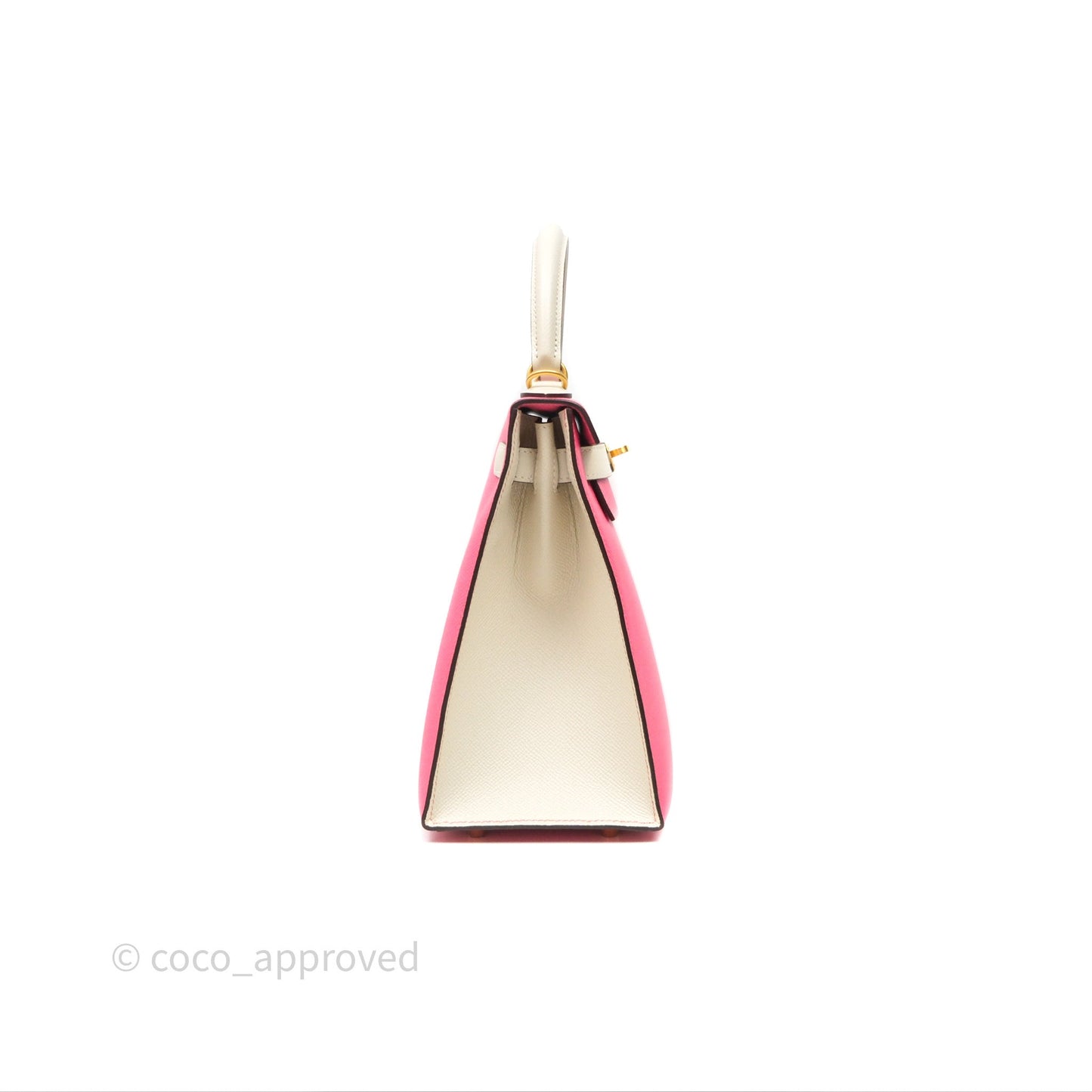 Hermes Kelly 28 Rose Lipstick U5/Craie 10 Epsom Gold Hardware
