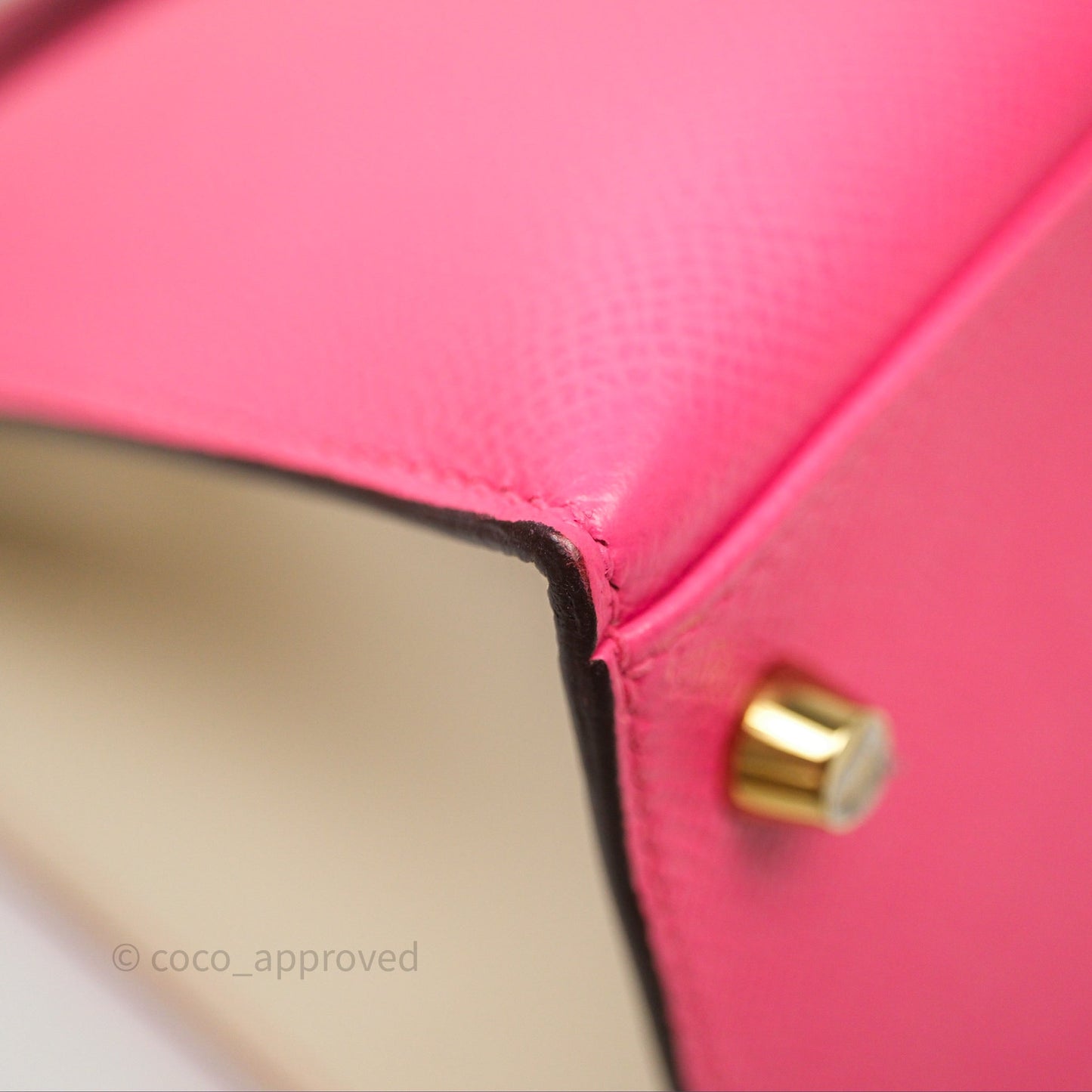 Hermes Kelly 28 Rose Lipstick U5/Craie 10 Epsom Gold Hardware