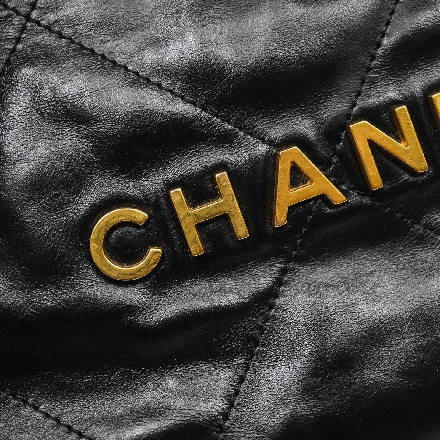 Chanel 22 Small Black Shiny Crumpled Calfskin Aged Gold Hardware