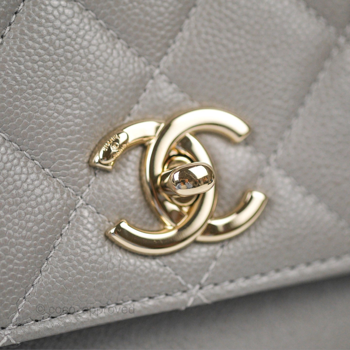 Chanel Quilted Medium Business Affinity Flap Grey Caviar Gold Hardware