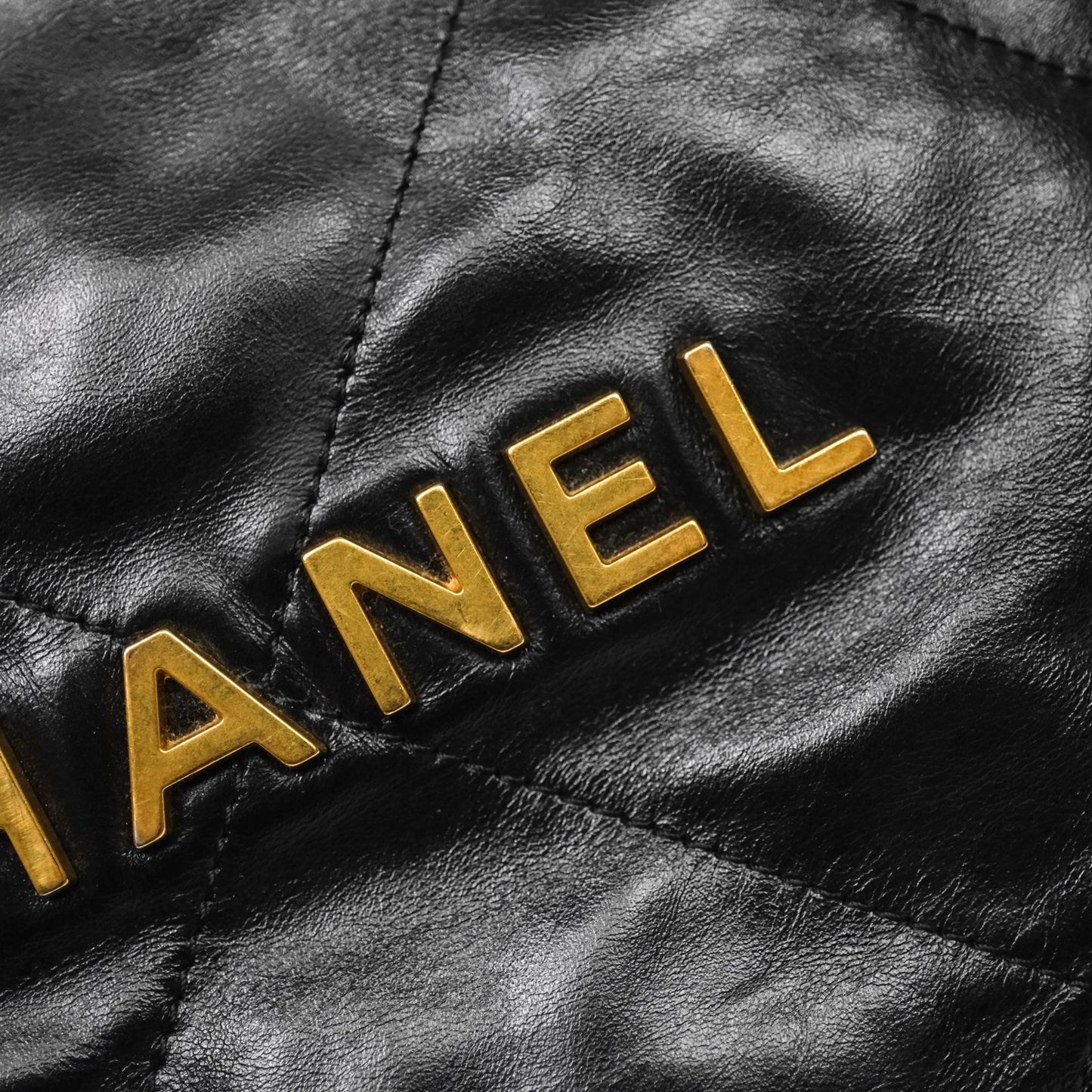Chanel 22 Small Black Shiny Crumpled Calfskin Aged Gold Hardware