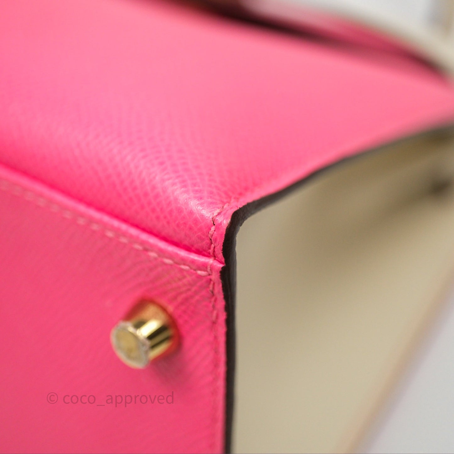 Hermes Kelly 28 Rose Lipstick U5/Craie 10 Epsom Gold Hardware
