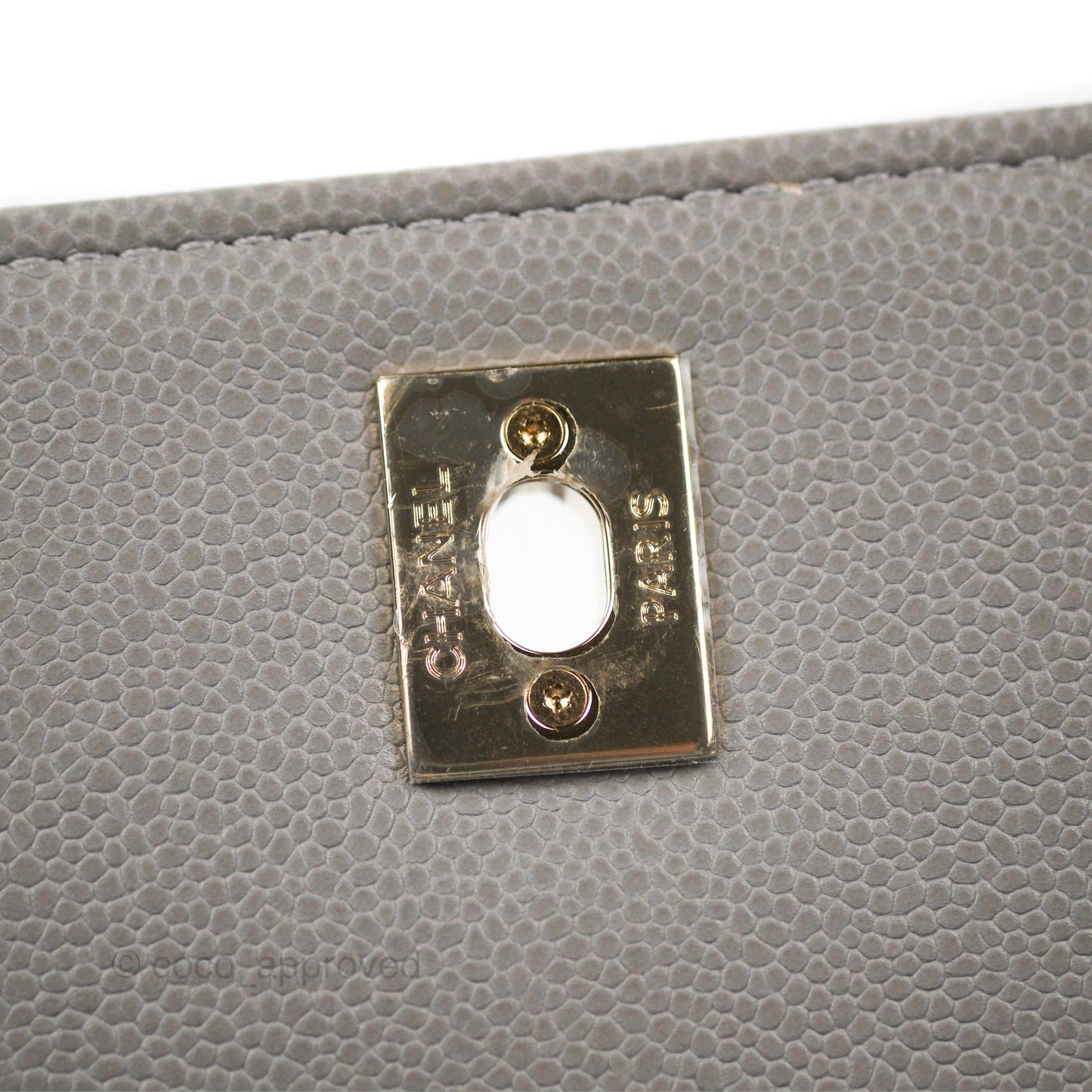 Chanel Quilted Medium Business Affinity Flap Grey Caviar Gold Hardware