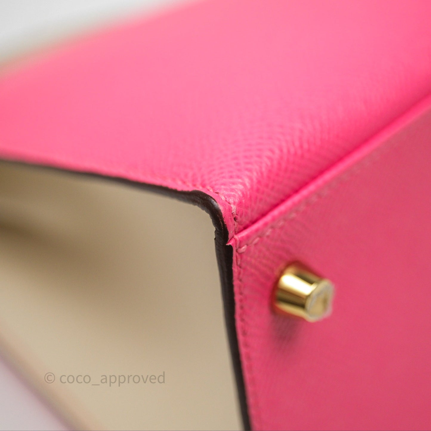 Hermes Kelly 28 Rose Lipstick U5/Craie 10 Epsom Gold Hardware