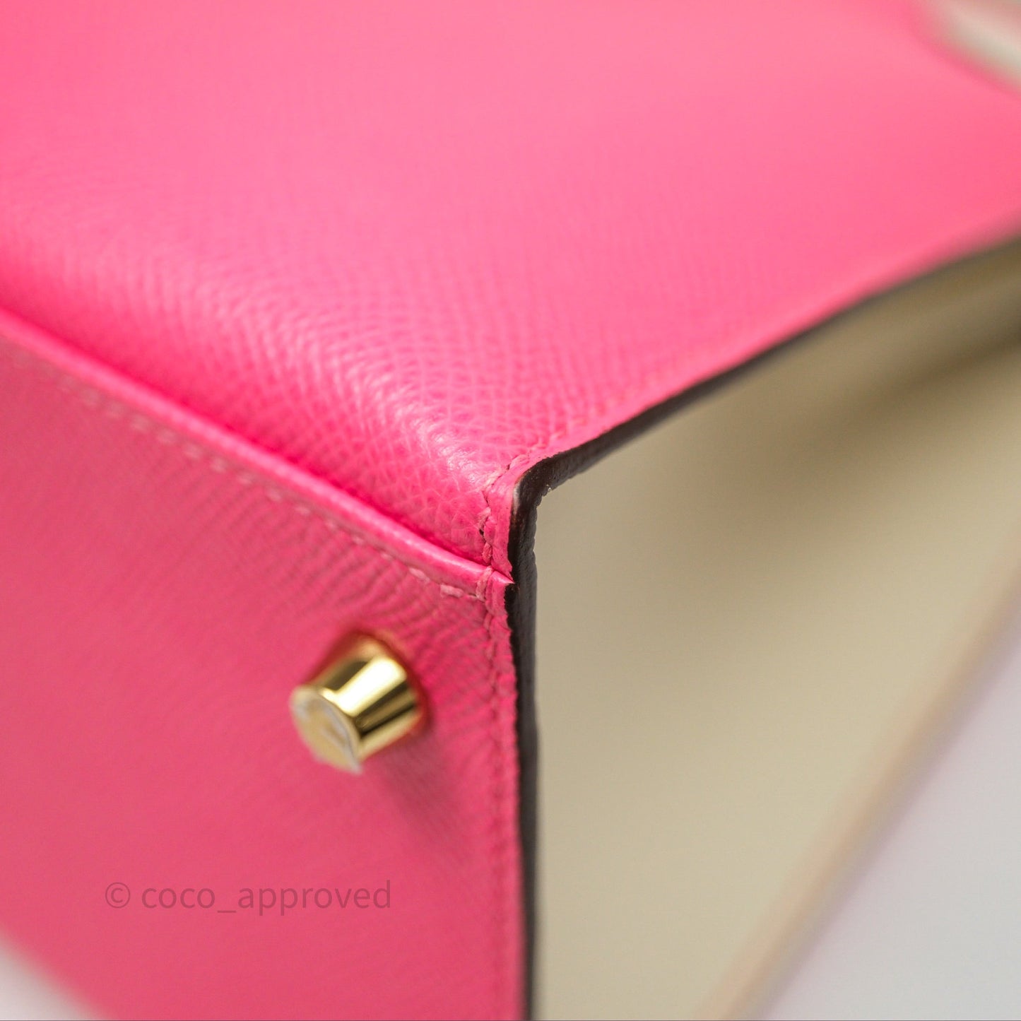 Hermes Kelly 28 Rose Lipstick U5/Craie 10 Epsom Gold Hardware