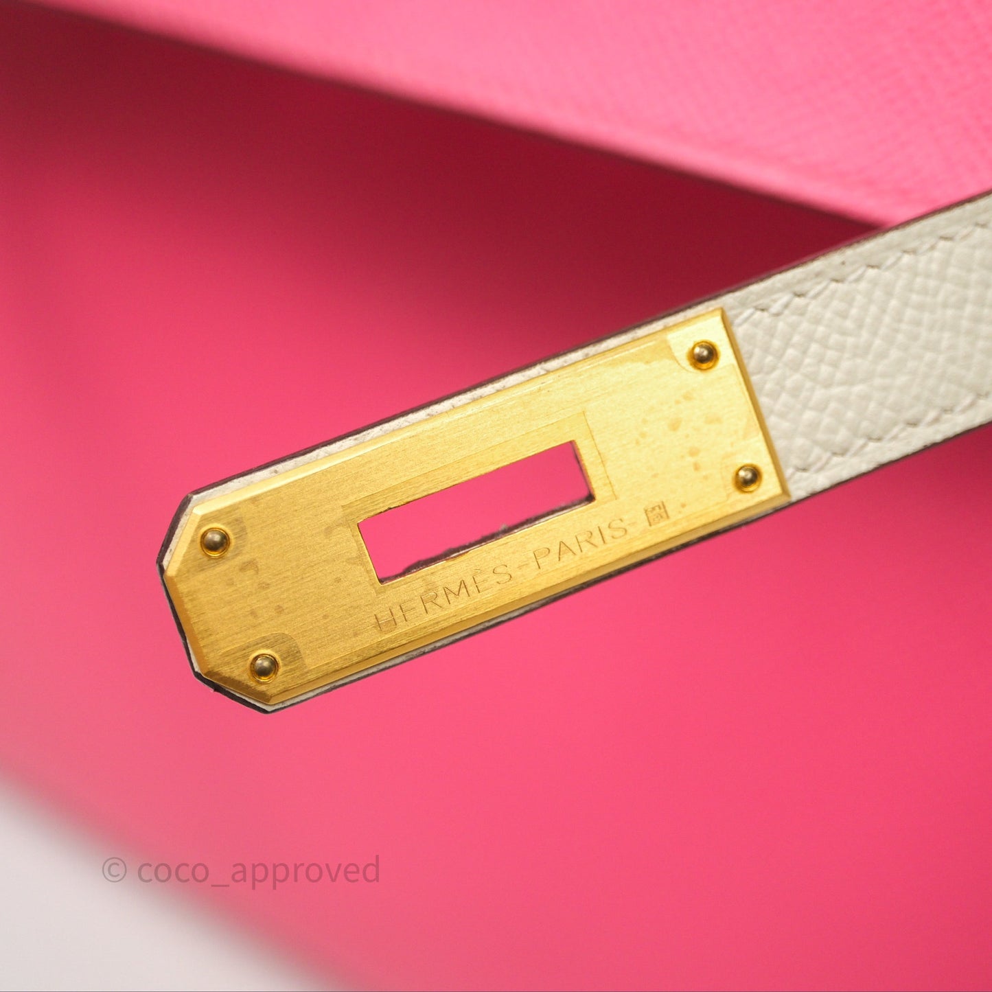Hermes Kelly 28 Rose Lipstick U5/Craie 10 Epsom Gold Hardware