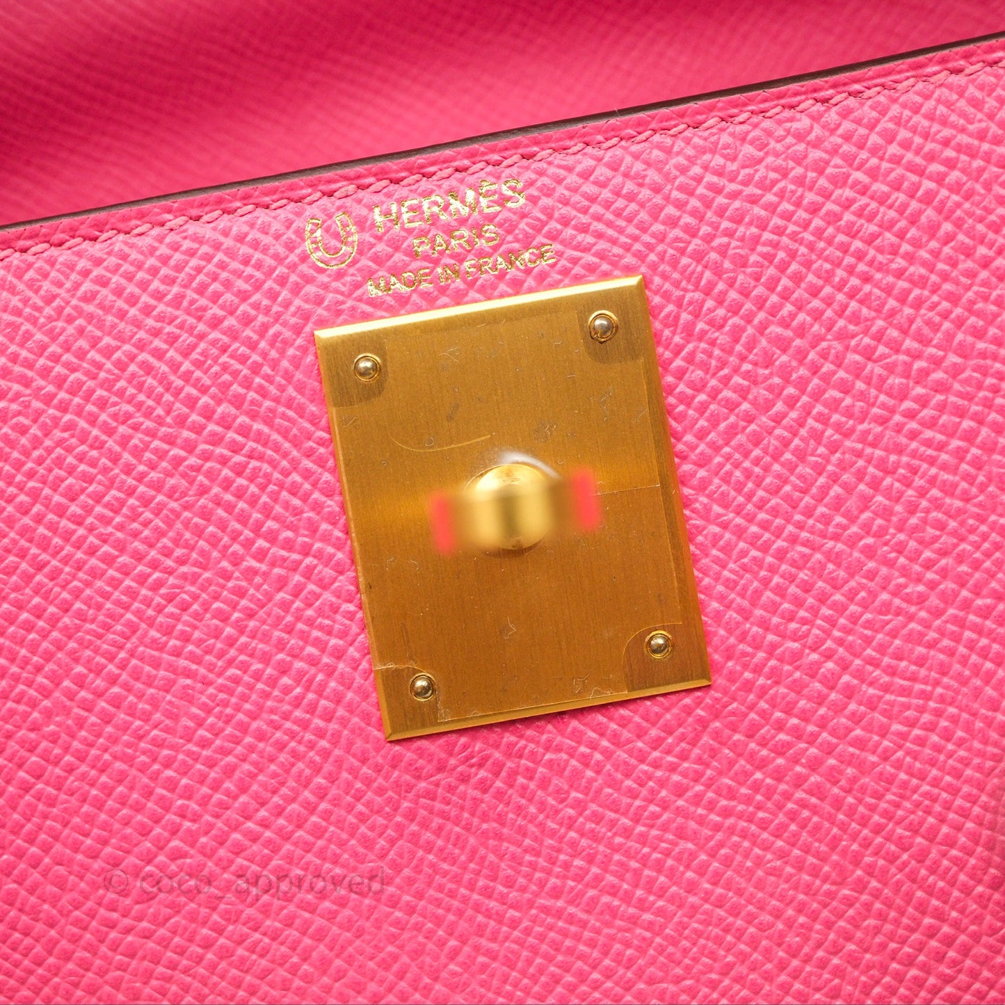 Hermes Kelly 28 Rose Lipstick U5/Craie 10 Epsom Gold Hardware